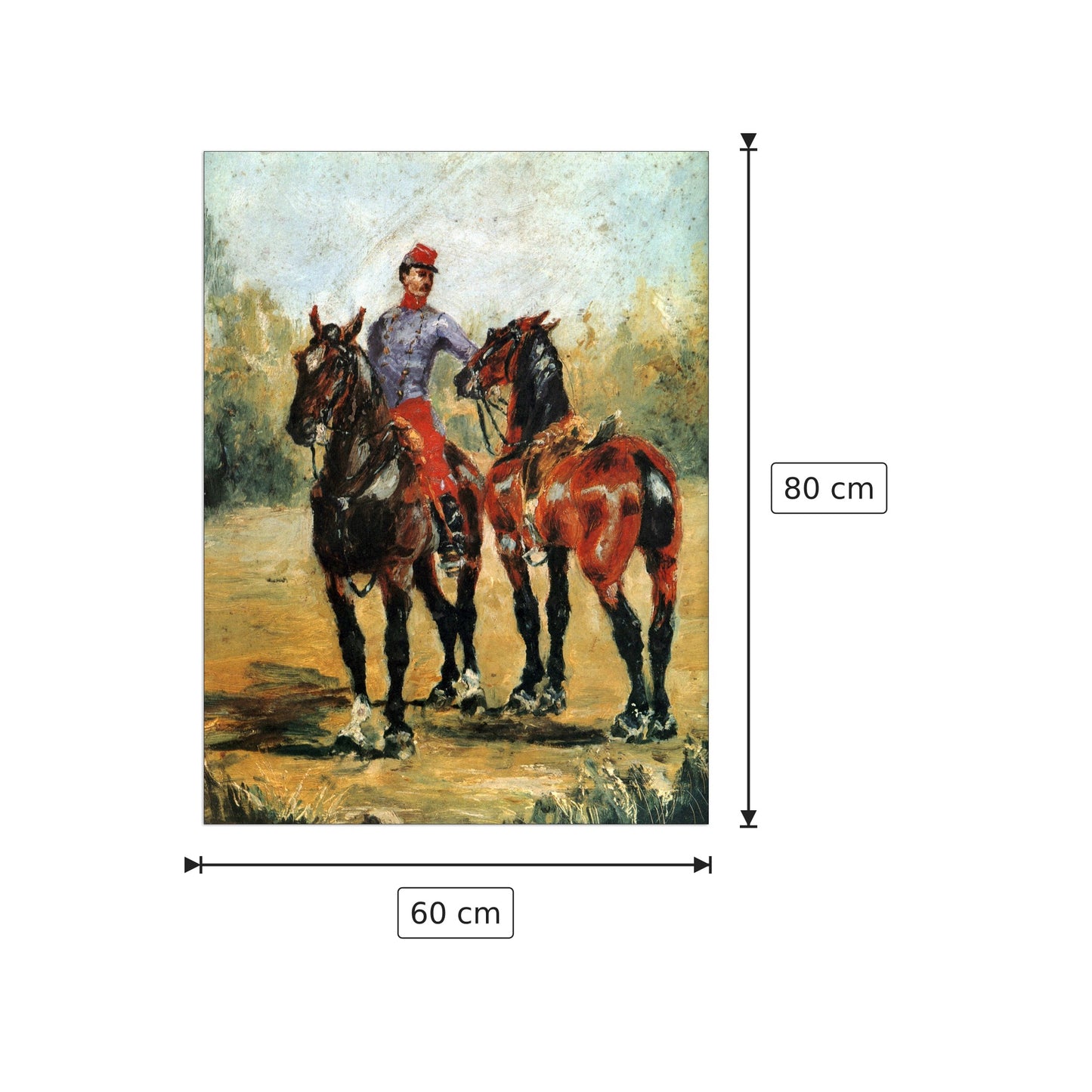 Palafreniere con due cavalli - Toulouse-Lautrec - cm 60x80 - Pannello in MDF