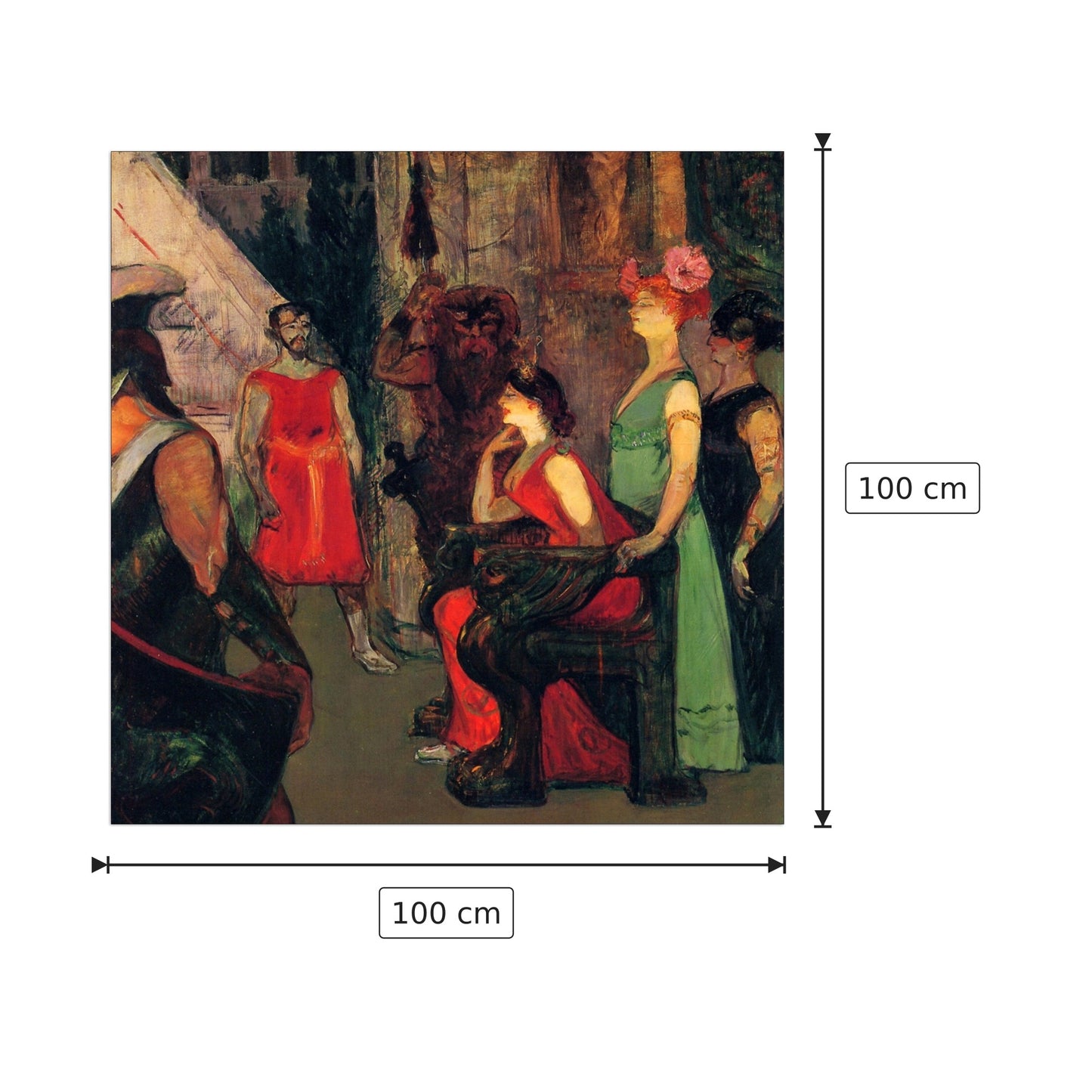 Messalina seduta su un trono - Toulouse-Lautrec - cm 100x100 - Pannello in MDF