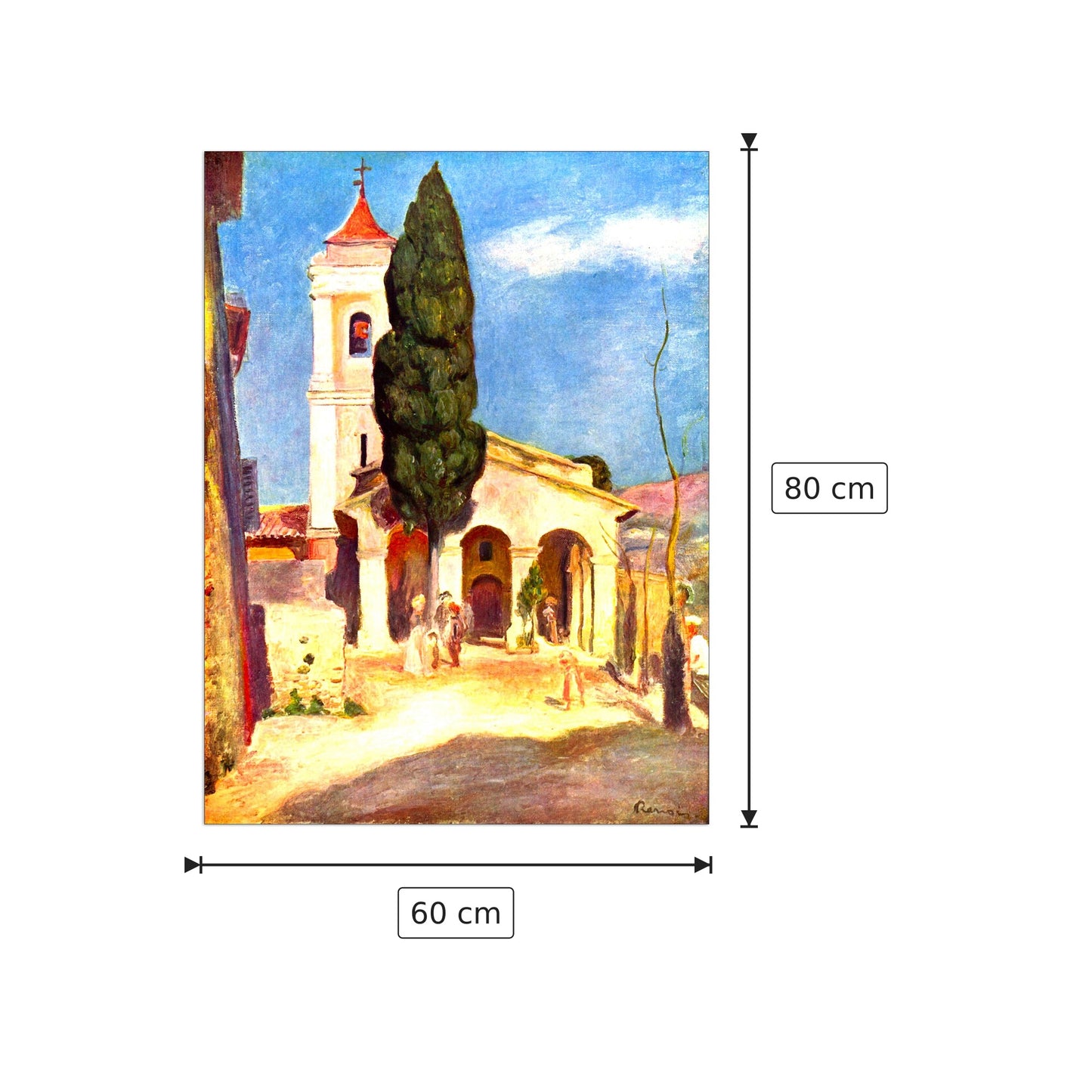 La chiesa a Cagnes - Renoir Pierre-Auguste - cm 60x80 - Pannello in MDF