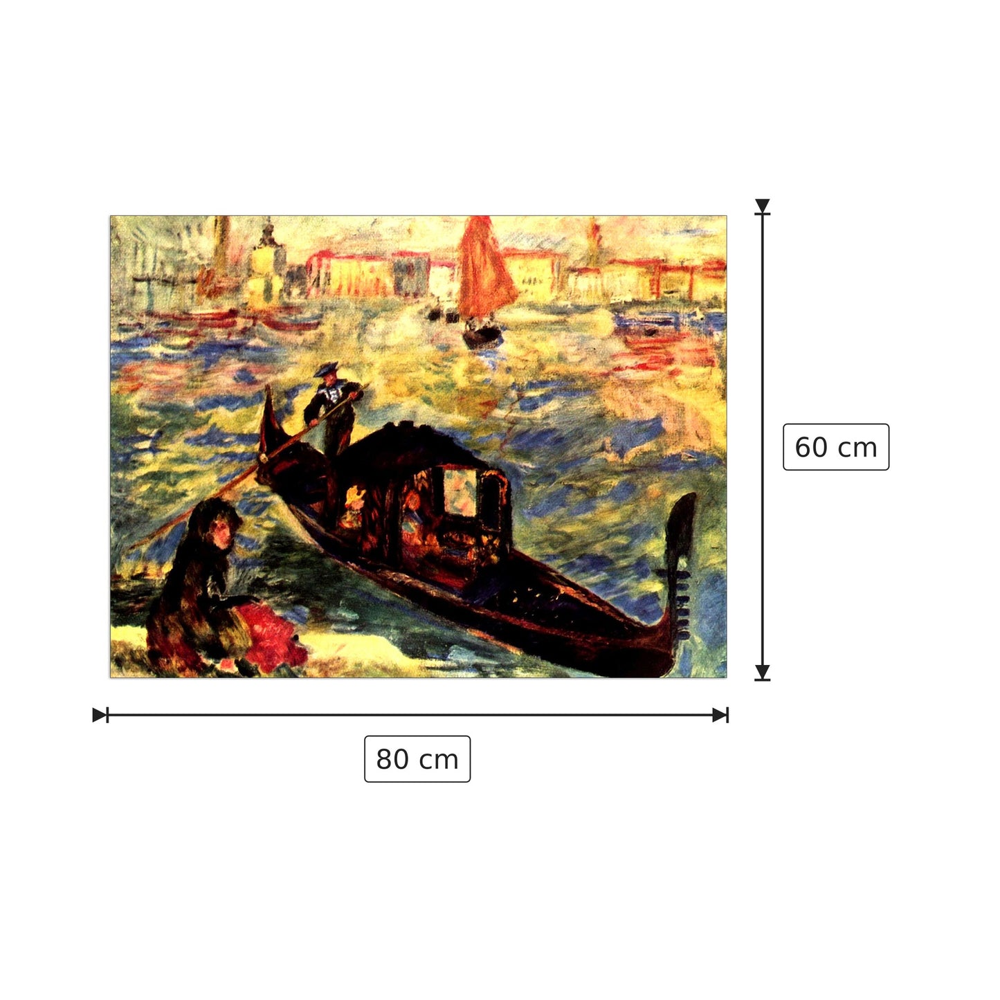 Gondola sul Canale Grande - Renoir Pierre-Auguste - cm 80x60 - Pannello in MDF
