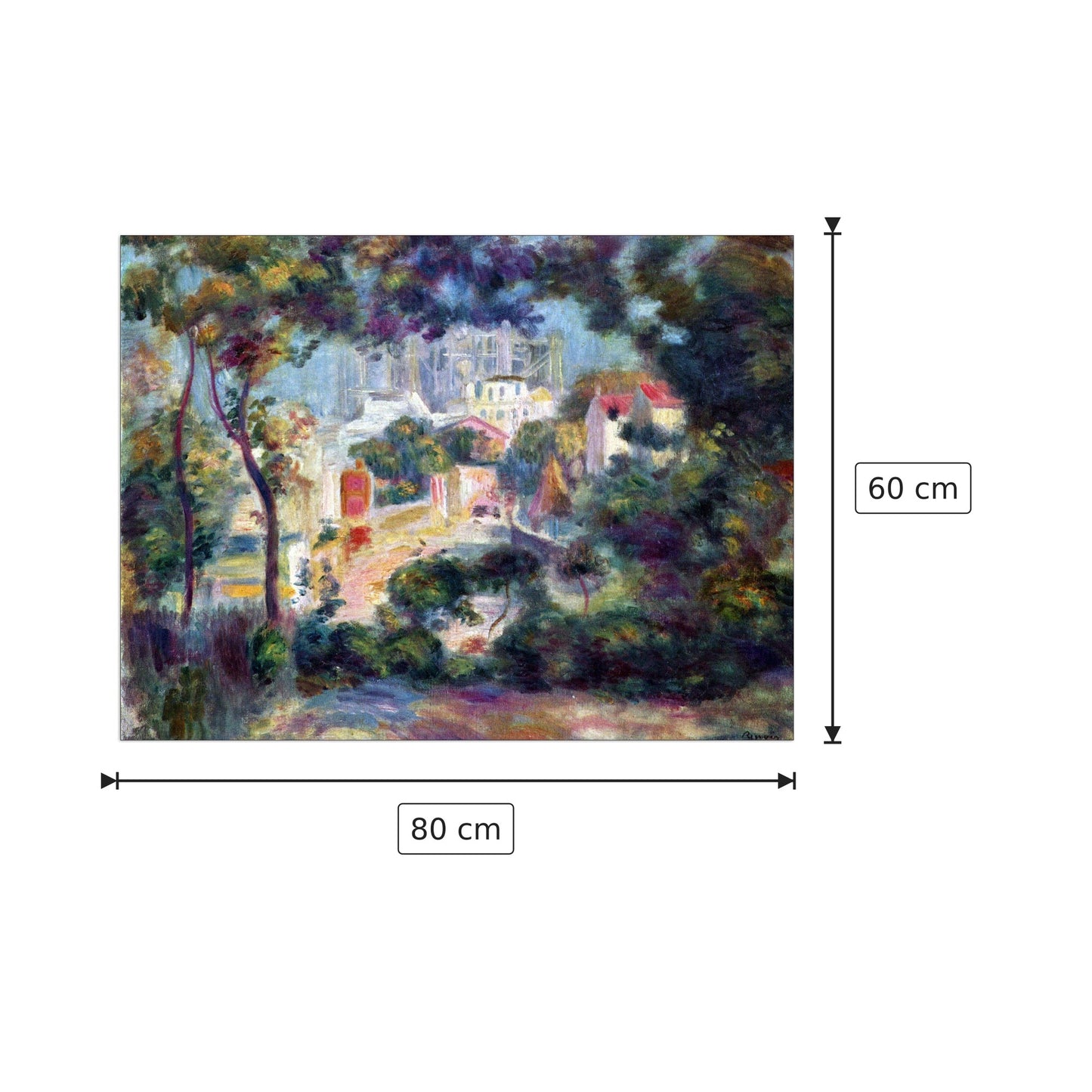 Paesaggio con vista della Basilica del Sacro Cuore - Renoir Pierre-Auguste - cm 80x60 - Pannello in MDF