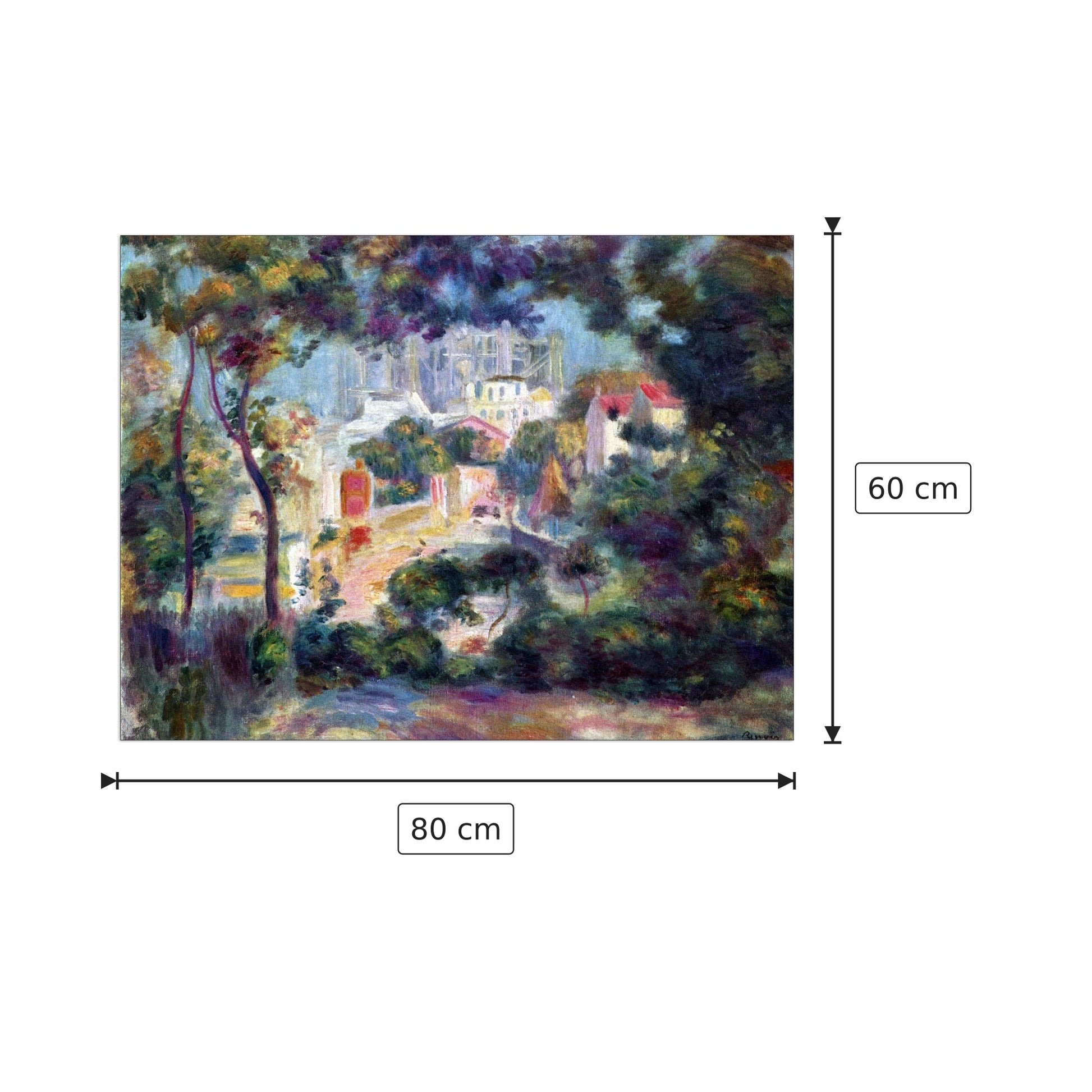 Paesaggio con vista della Basilica del Sacro Cuore - Renoir Pierre-Auguste - cm 80x60 - Pannello in MDF