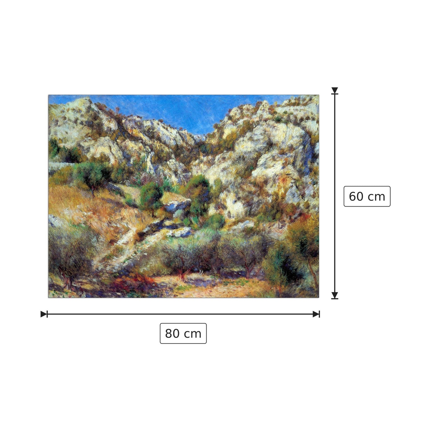 Rocce a L'Estage - Renoir Pierre-Auguste - cm 80x60 - Pannello in MDF