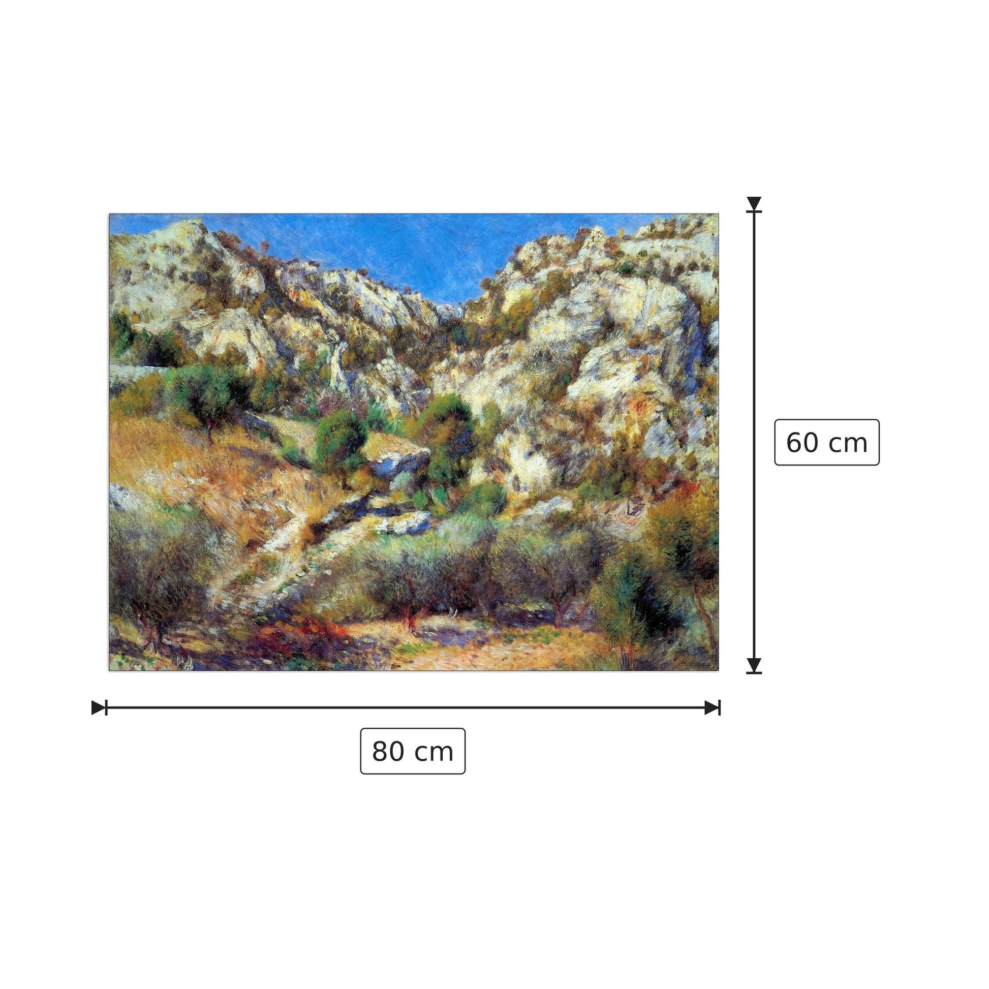 Rocce a L'Estage - Renoir Pierre-Auguste - cm 80x60 - Pannello in MDF