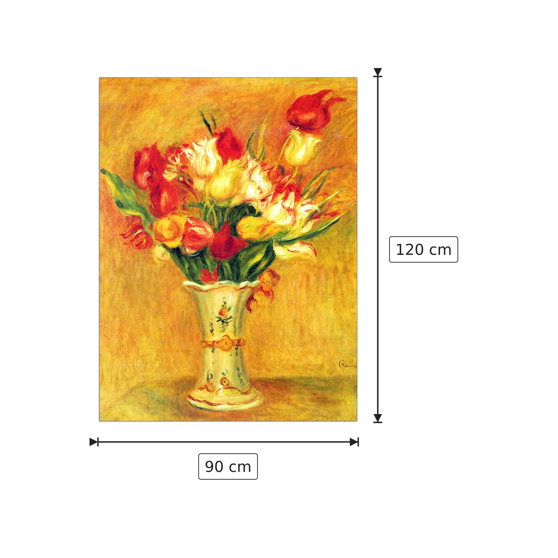 Tulipani in un vaso - Renoir Pierre-Auguste - cm 90x120 - Pannello in MDF