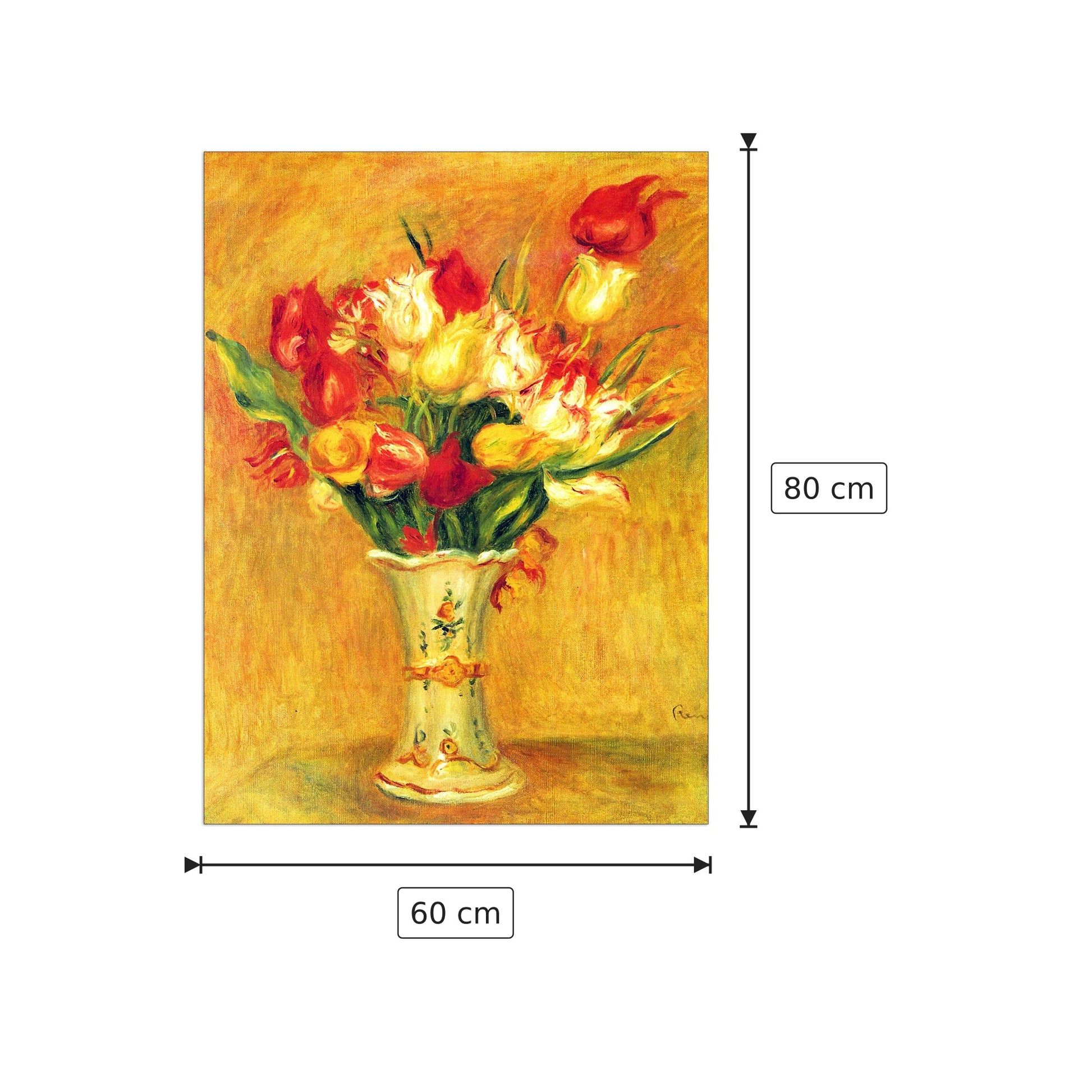 Tulipani in un vaso - Renoir Pierre-Auguste - cm 60x80 - Pannello in MDF