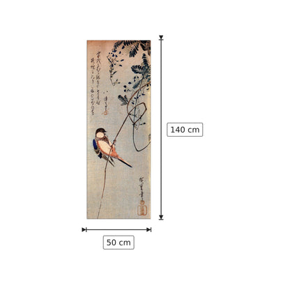 L'uccello sulla glicine - Hiroshige Utagawa - cm 50x140 - Pannello in MDF