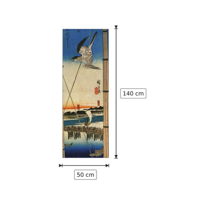 Il cuculo che vola oltre gli alberi - Hiroshige Utagawa - cm 50x140 - Pannello in MDF