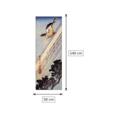 Il cuculo nella pioggia - Hiroshige Utagawa - cm 50x140 - Pannello in MDF