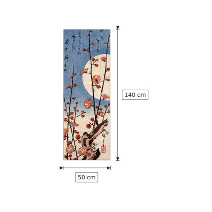 Albero di prugne in fiore con luna piena - Hiroshige Utagawa - cm 50x140 - Pannello in MDF
