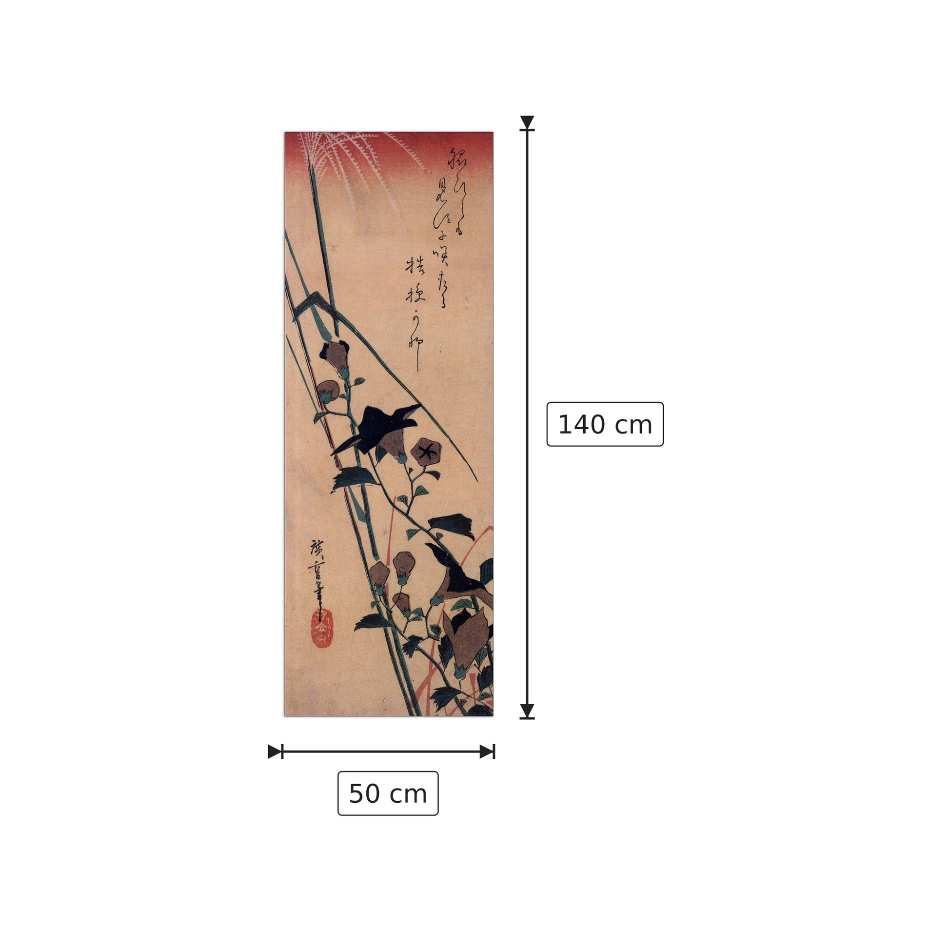 Campanula cinese e canna - Hiroshige Utagawa - cm 50x140 - Pannello in MDF