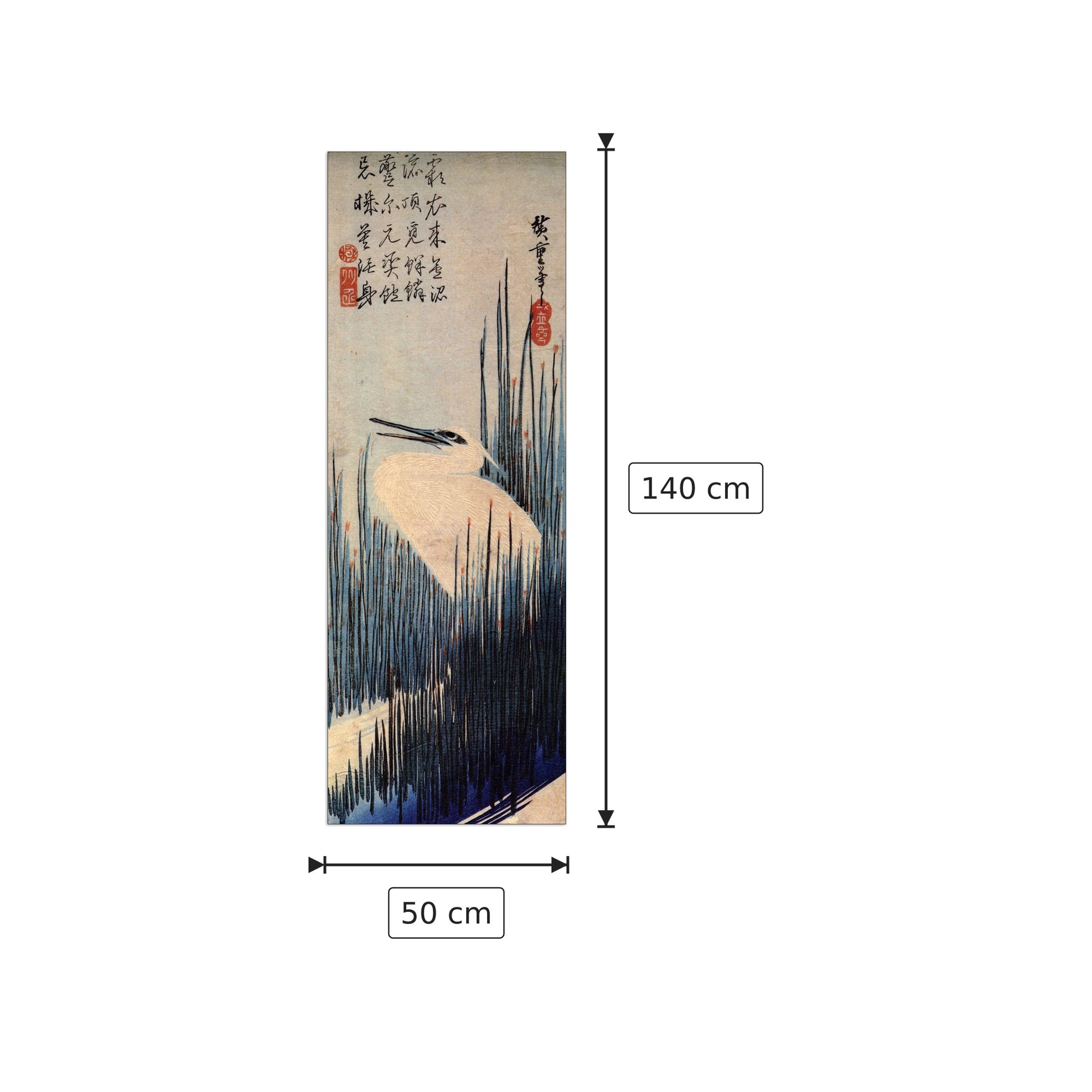 Airone - Hiroshige Utagawa - cm 50x140 - Pannello in MDF