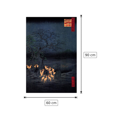 Fuochi della volpe all'albero mutevole - Hiroshige Utagawa - cm 60x90 - Pannello in MDF