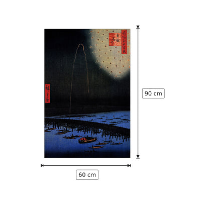 Fuochi d'artificio a Ryogoku - Hiroshige Utagawa - cm 60x90 - Pannello in MDF