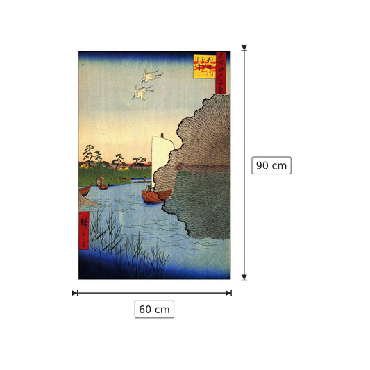 Pini sparsi, fiume Tone - Hiroshige Utagawa - cm 60x90 - Pannello in MDF