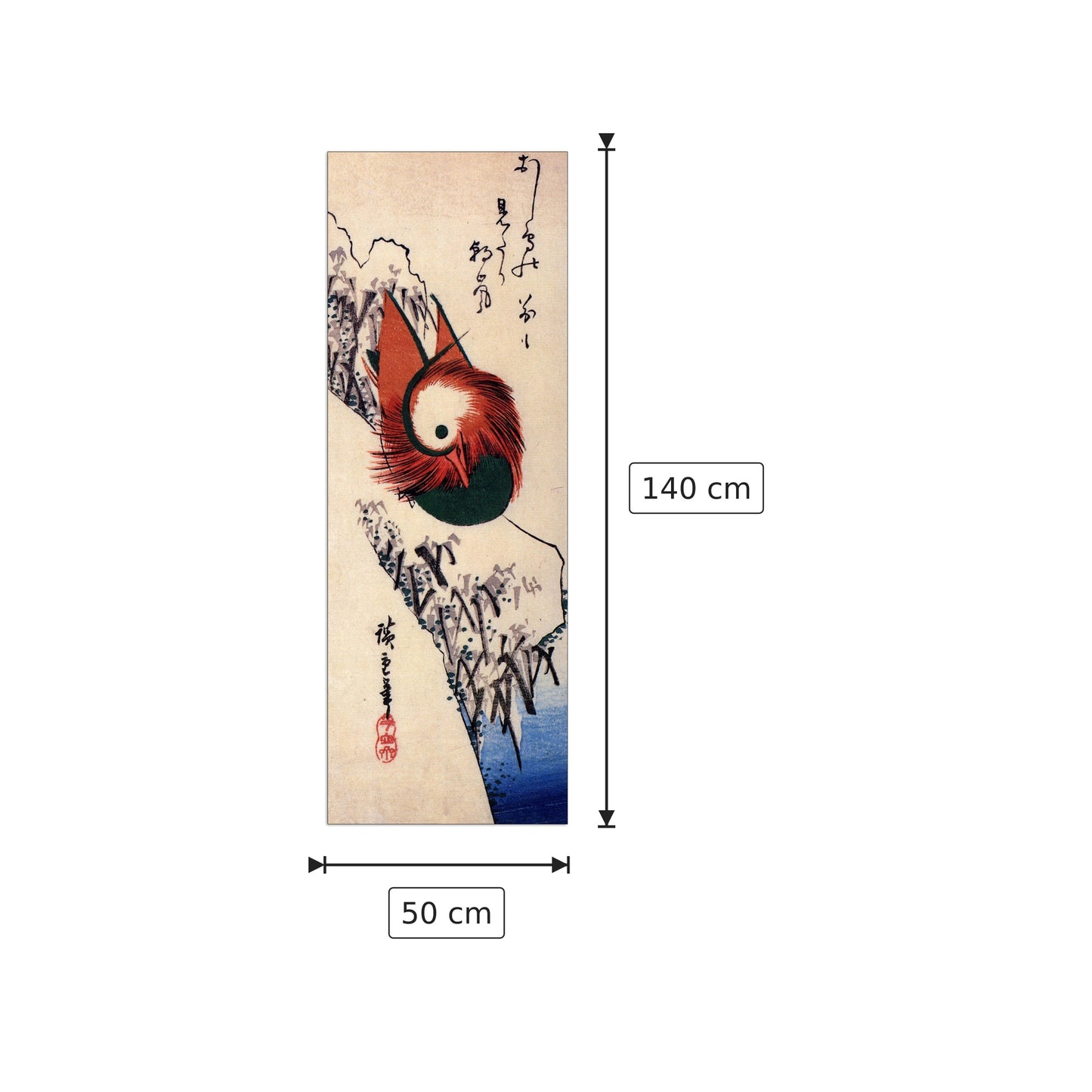 Anatra mandarina - Hiroshige Utagawa - cm 50x140 - Pannello in MDF