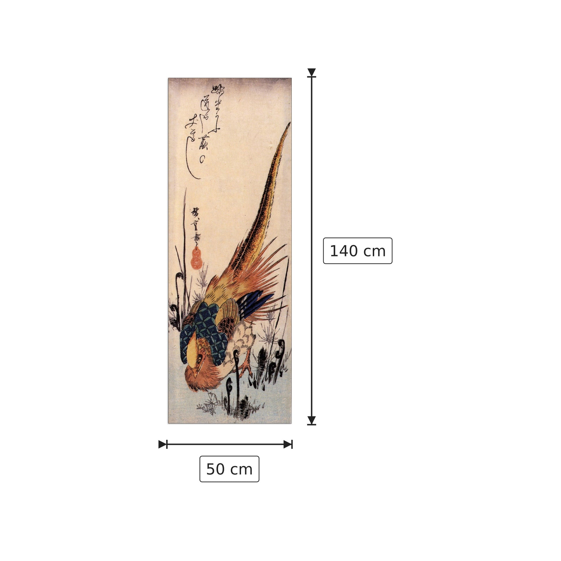 Fagiano e felce - Hiroshige Utagawa - cm 50x140 - Pannello in MDF