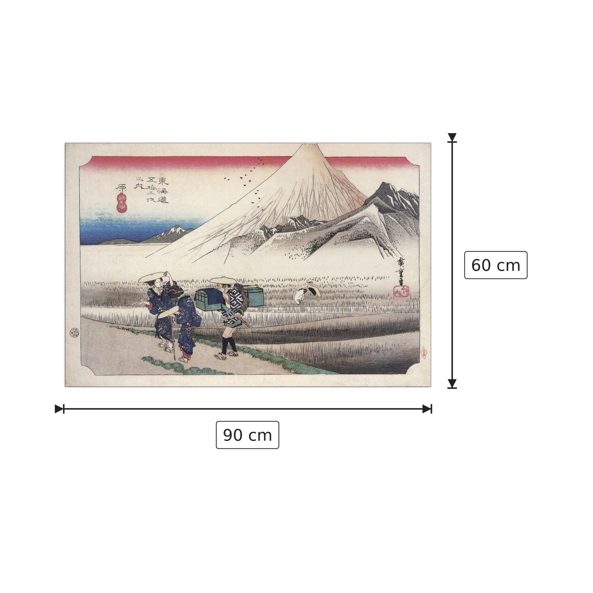 Viaggiatori che passano il Monte Fuji - Hiroshige Utagawa - cm 90x60 - Pannello in MDF