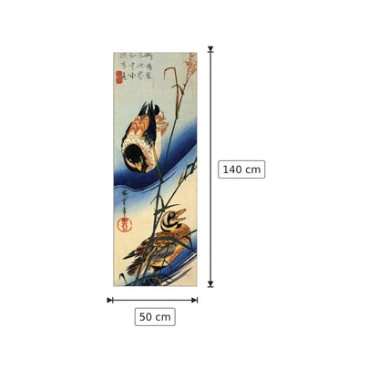 Due anatre tra i giunchi - Hiroshige Utagawa - cm 50x140 - Pannello in MDF