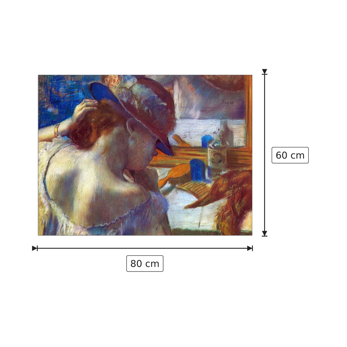 Davanti allo specchio - Degas Edgar - cm 80x60 - Pannello in MDF