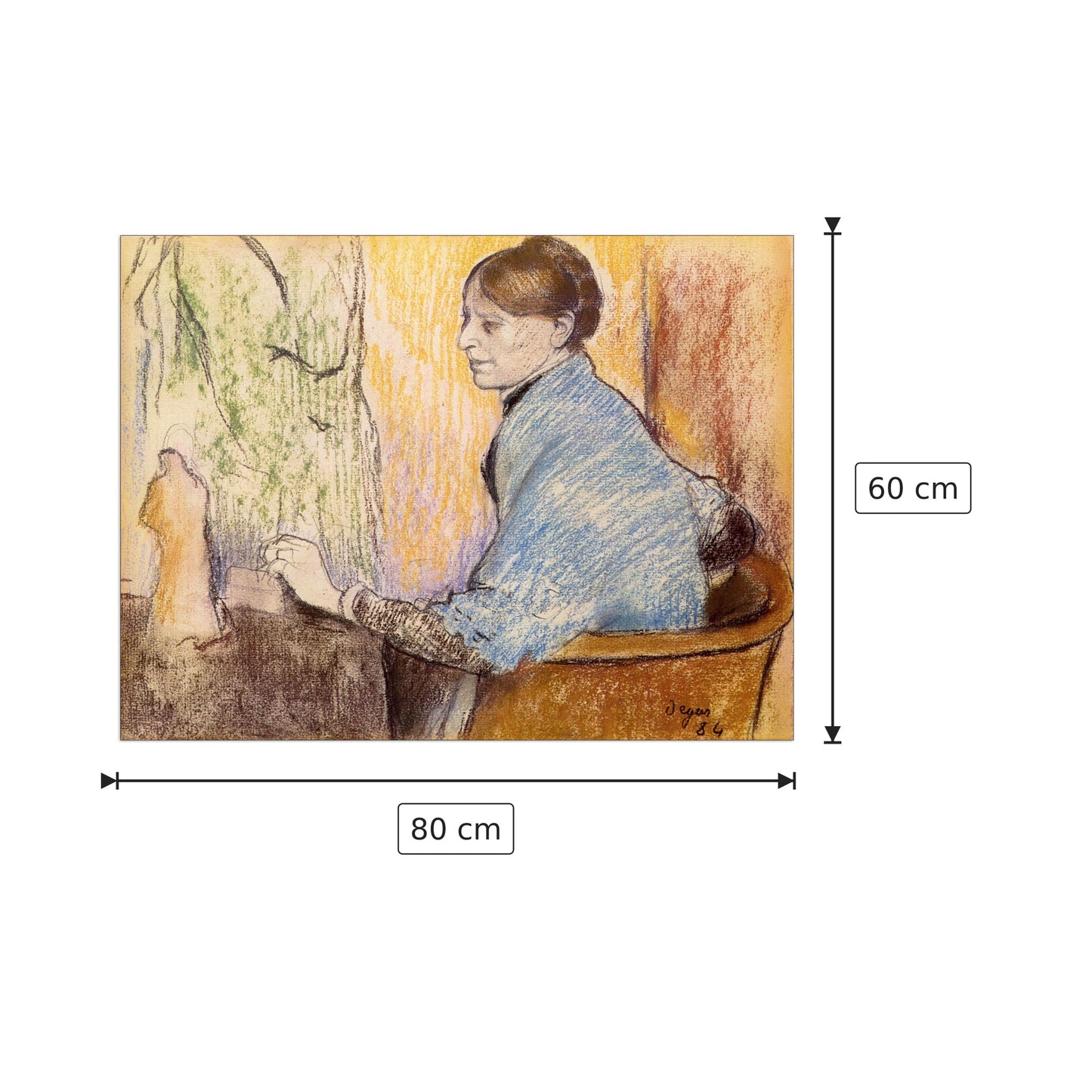 Signora Henri Rouart davanti a una statua - Degas Edgar - cm 80x60 - Pannello in MDF