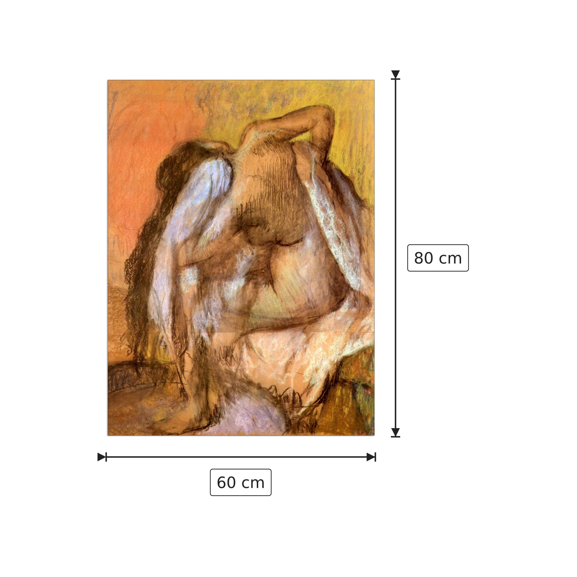 Nudo che si asciuga il collo - Degas Edgar - cm 60x80 - Pannello in MDF