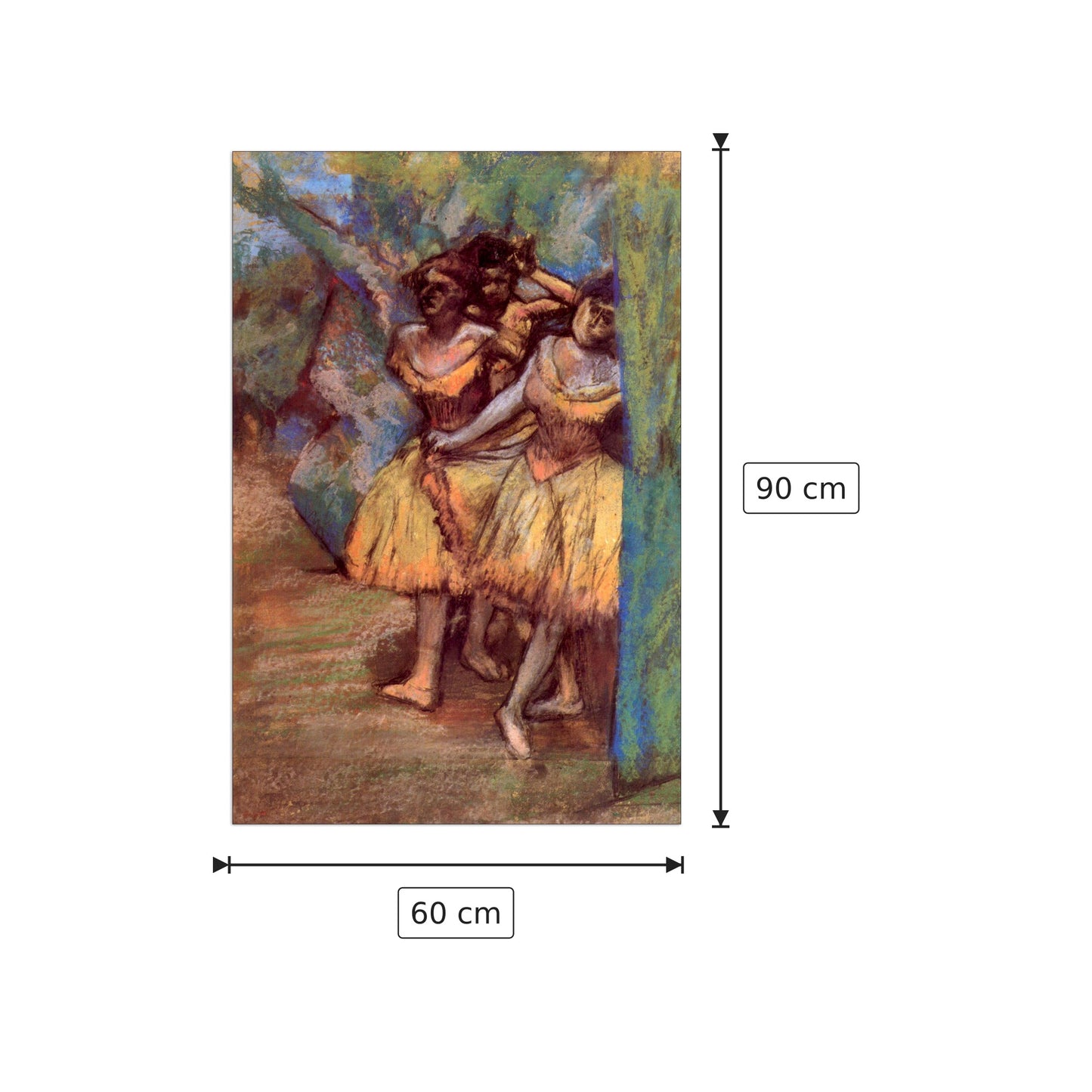 Tre ballerine dietro le quinte - Degas Edgar - cm 60x90 - Pannello in MDF