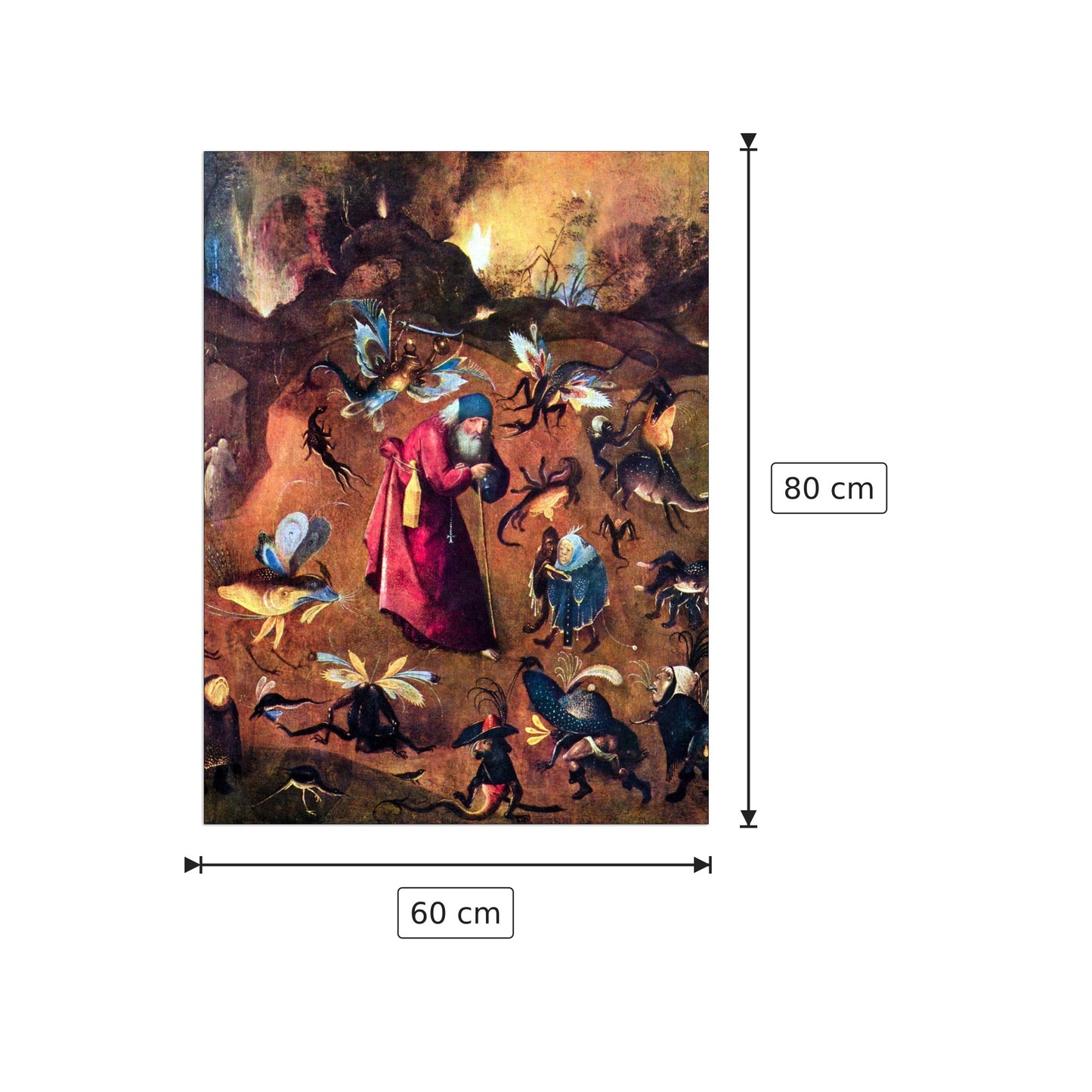 Tentazione di Sant'Antonio - Bosch Hieronymus - cm 60x80 - Pannello in MDF