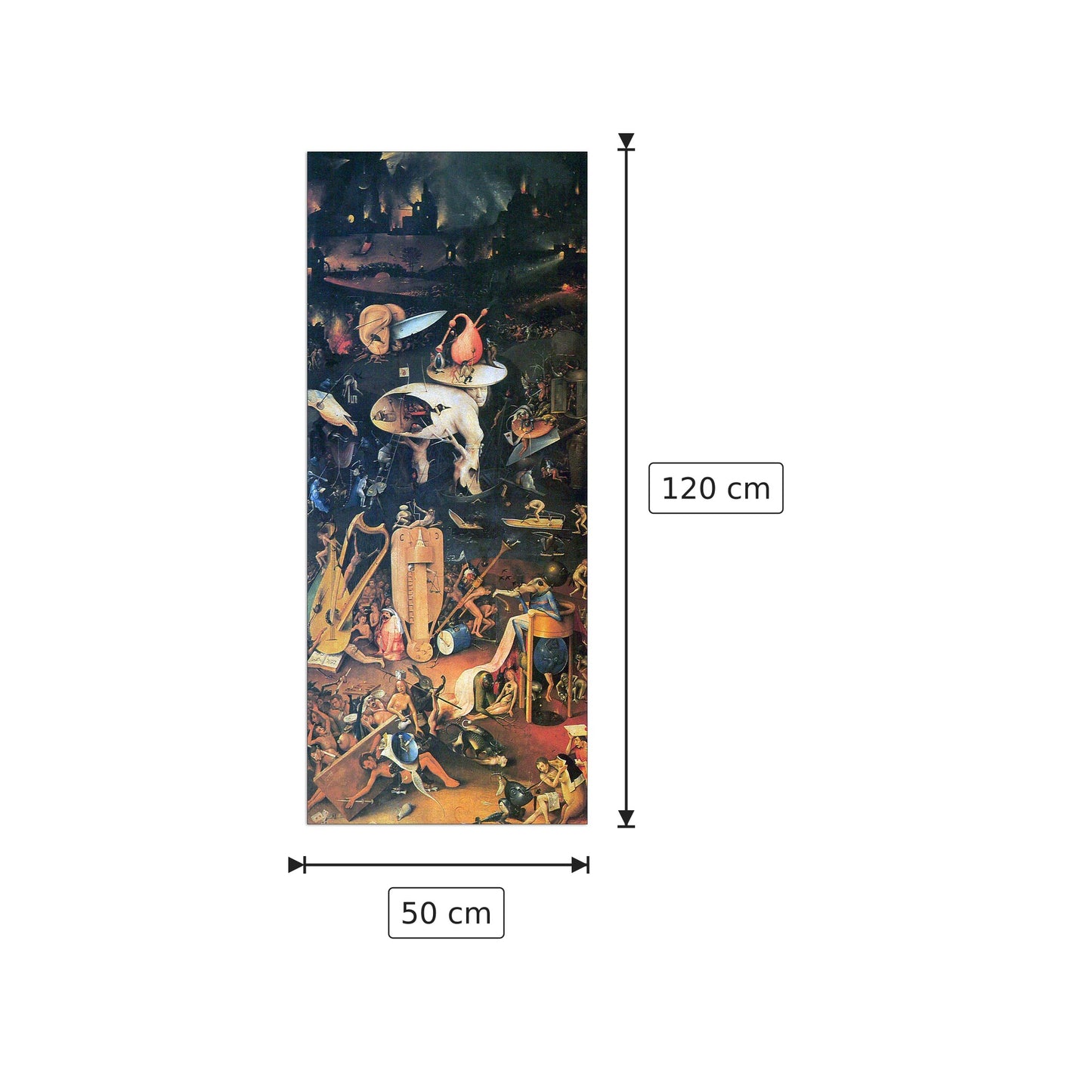 Il giardino delle delizie, l'Inferno - Bosch Hieronymus - cm 50x120 - Pannello in MDF
