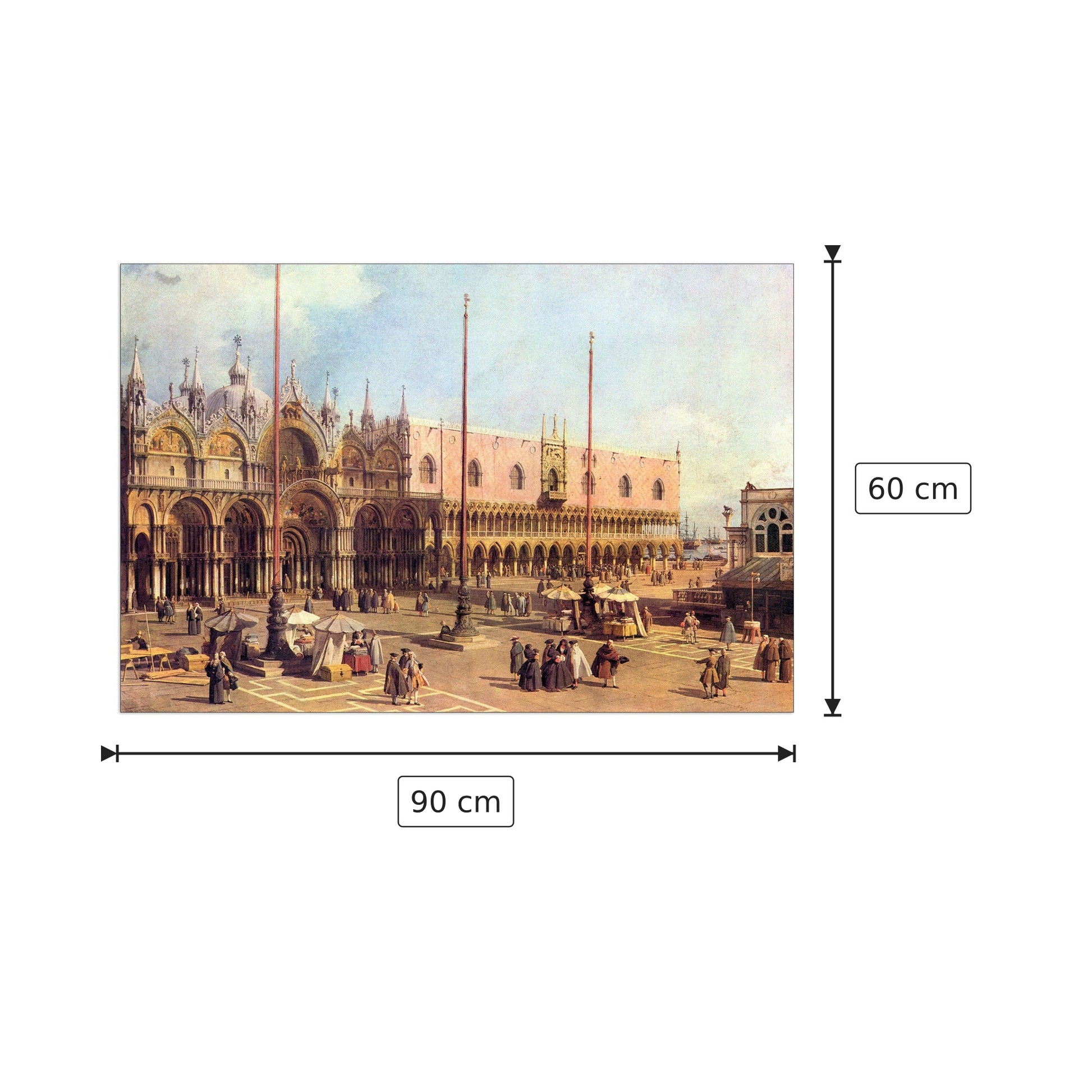 La Piazza San Marco - Canaletto - cm 90x60 - Pannello in MDF
