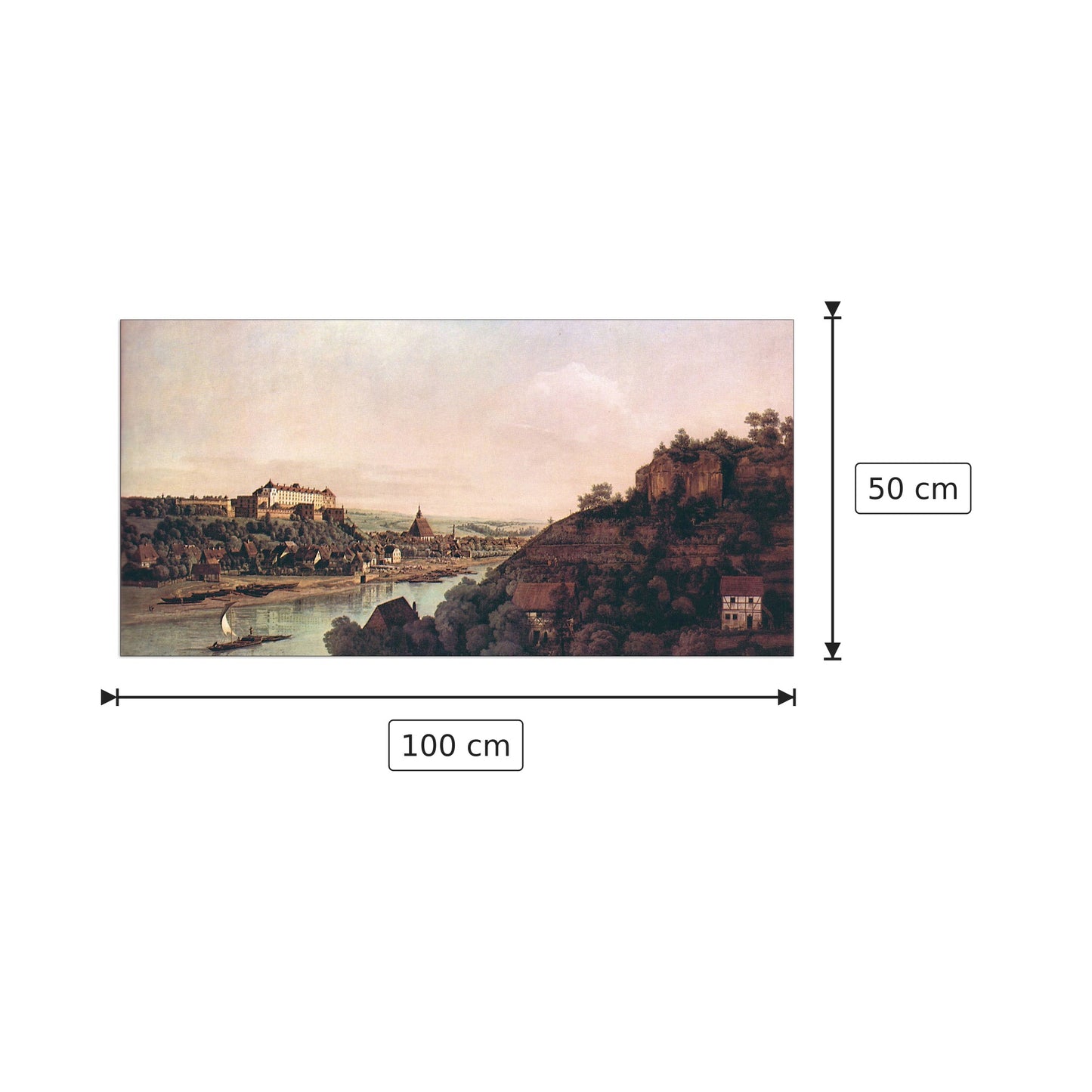 Veduta di Pirna - Canaletto - cm 100x50 - Pannello in MDF