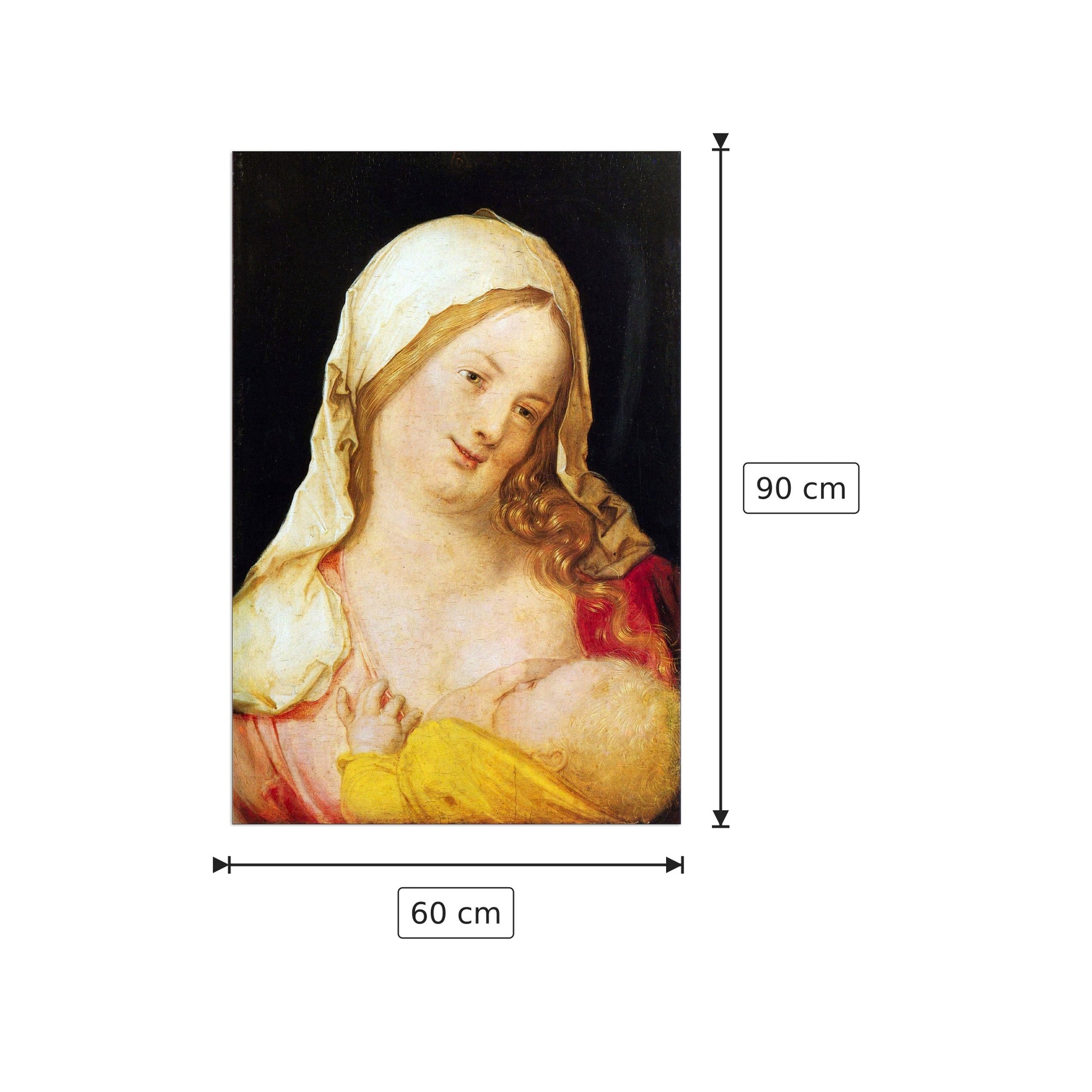 Vergine con il Bambino - Albrecht Dürer - cm 60x90 - Pannello in MDF