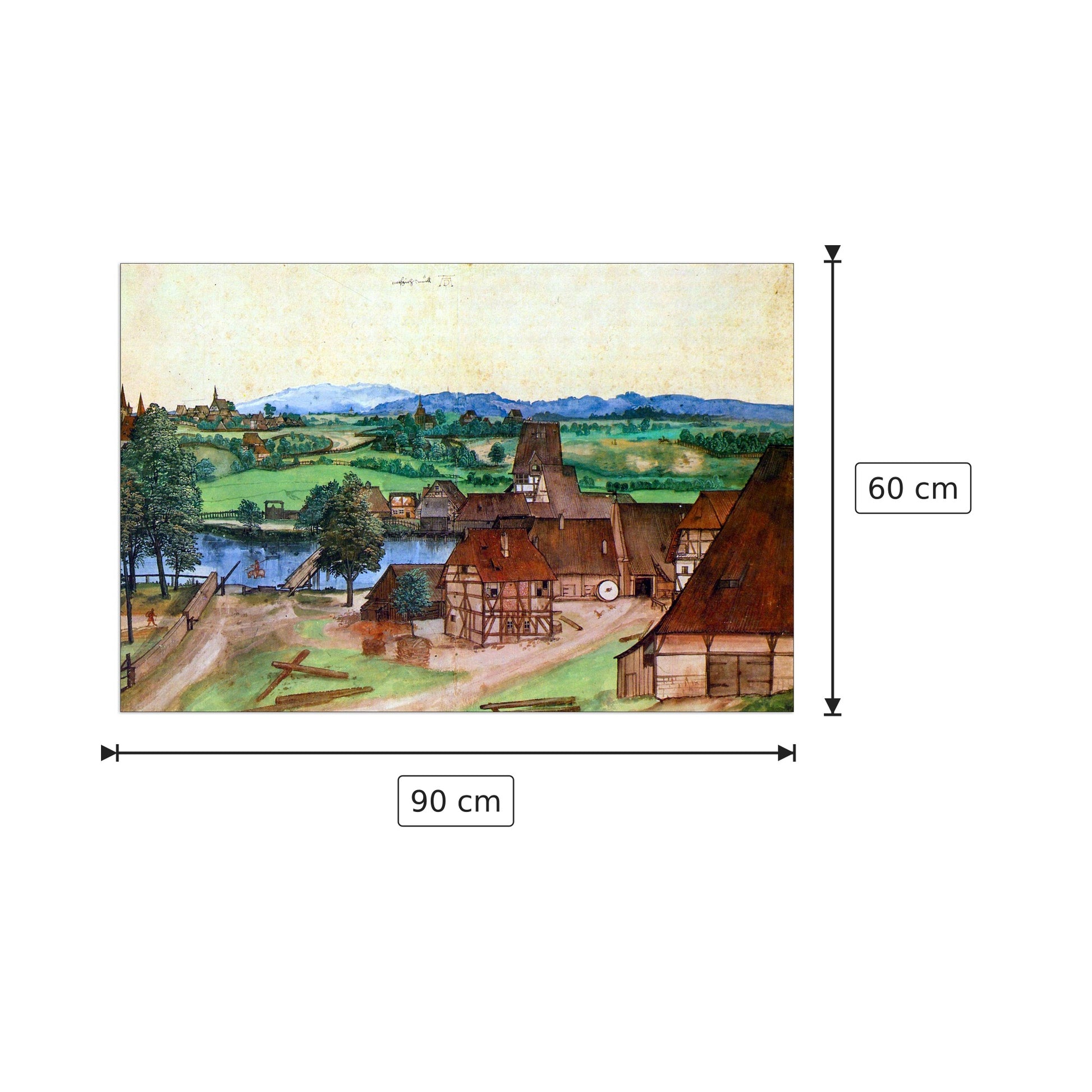 Il mulino del Pegnitz a Norimberga - Albrecht Dürer - cm 90x60 - Pannello in MDF