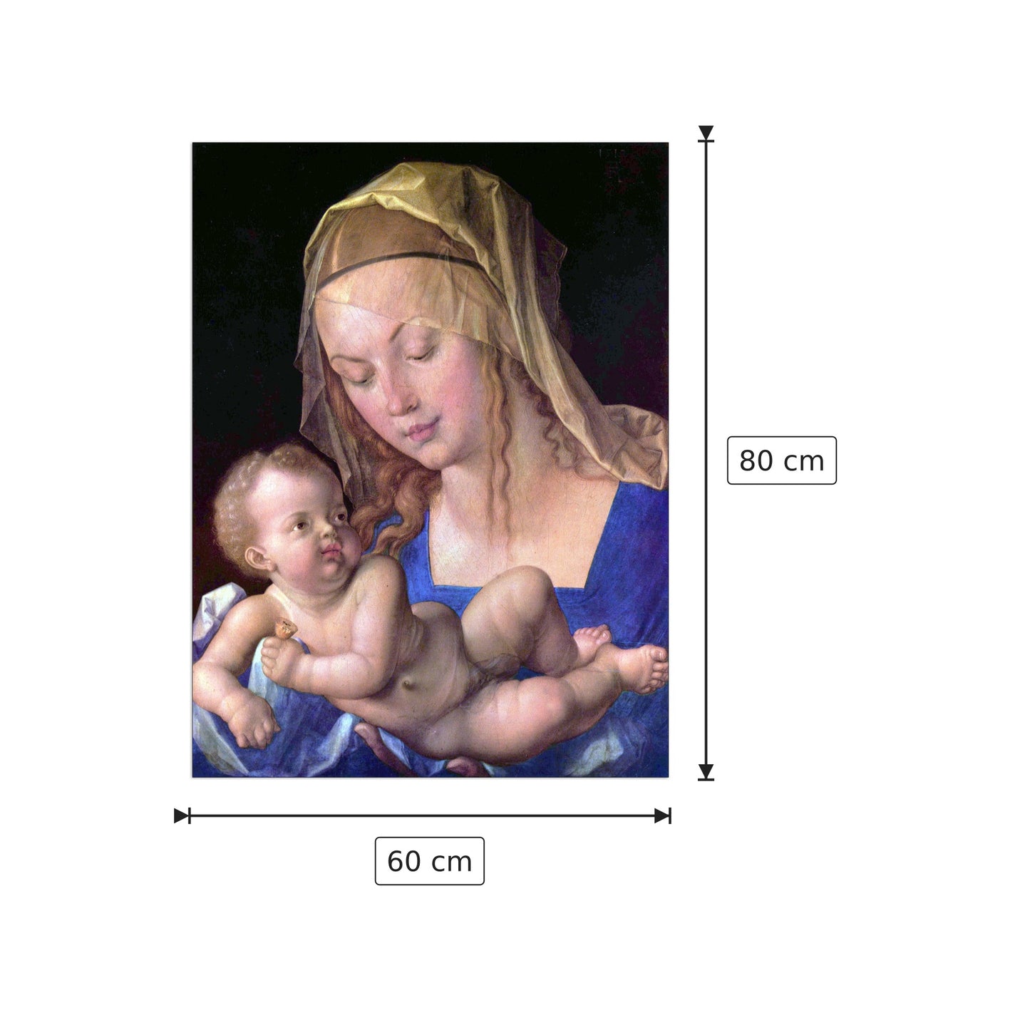 Madonna con le pere - Albrecht Dürer - cm 60x80 - Pannello in MDF