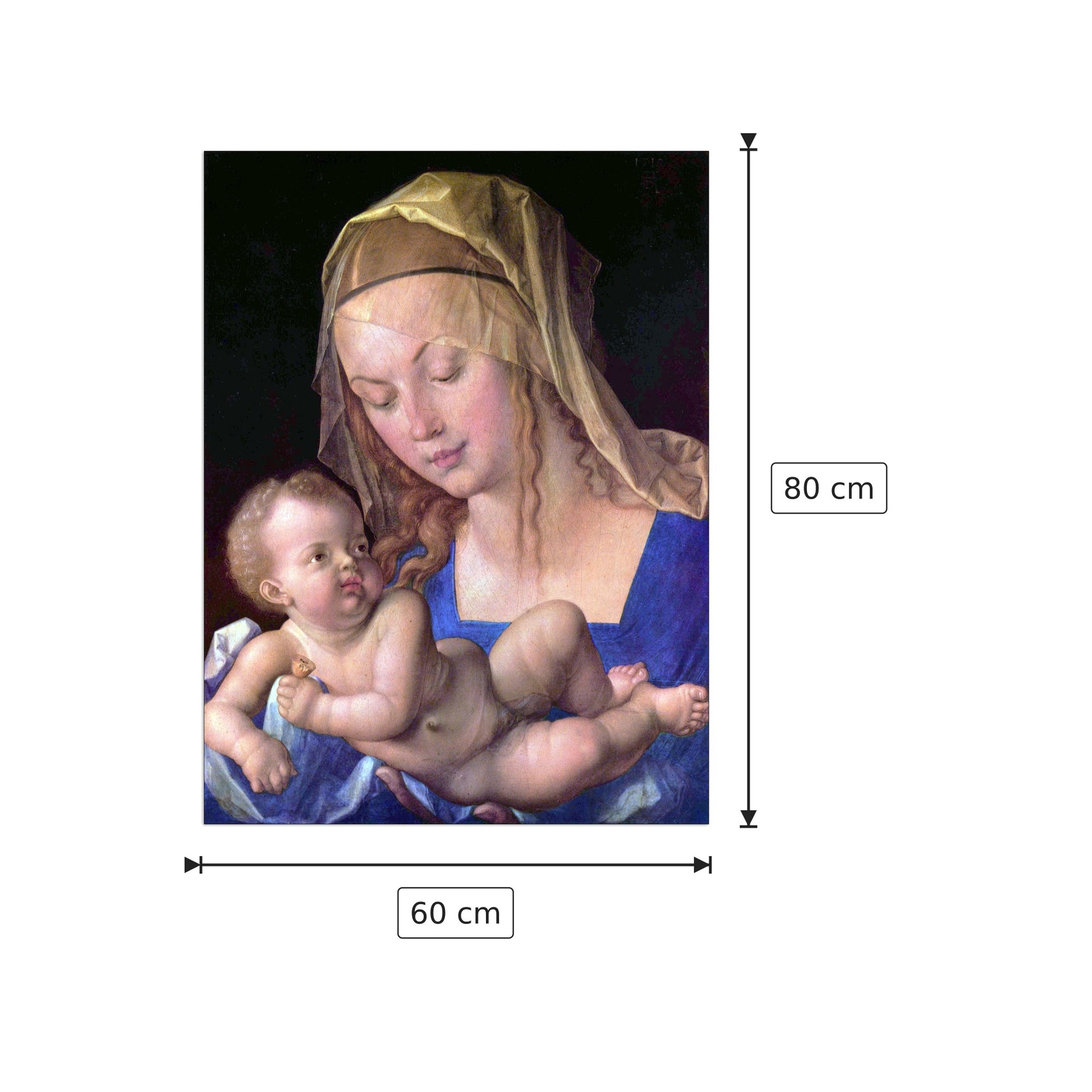 Madonna con le pere - Albrecht Dürer - cm 60x80 - Pannello in MDF