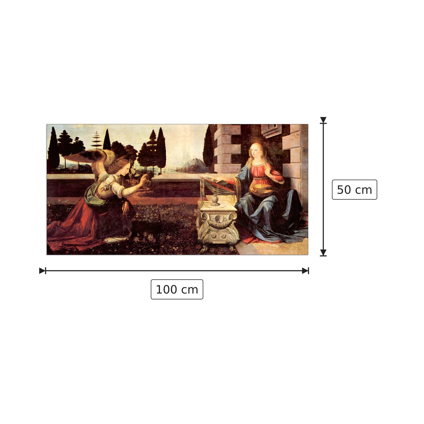 Annunciazione - Da Vinci Leonardo - cm 100x50 - Pannello in MDF