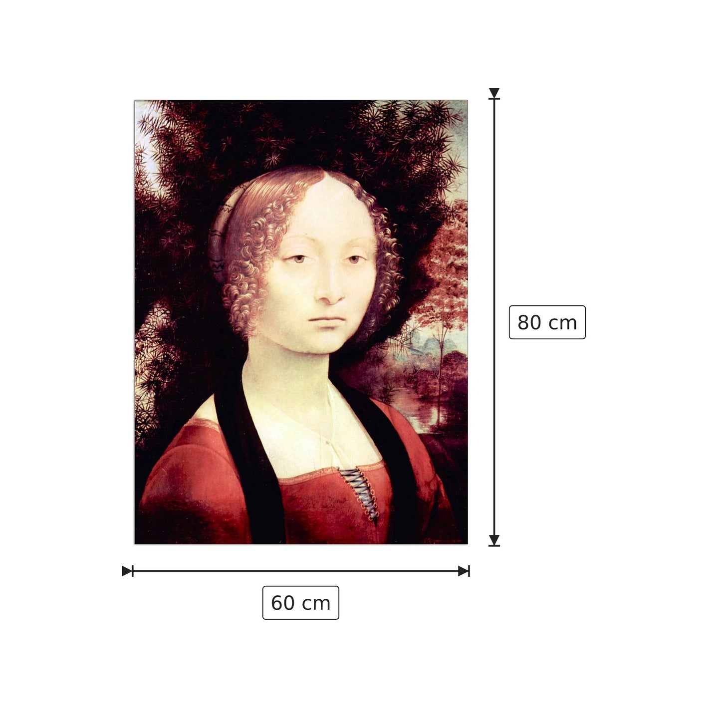 Ginevra Benci - Da Vinci Leonardo - cm 60x80 - Pannello in MDF