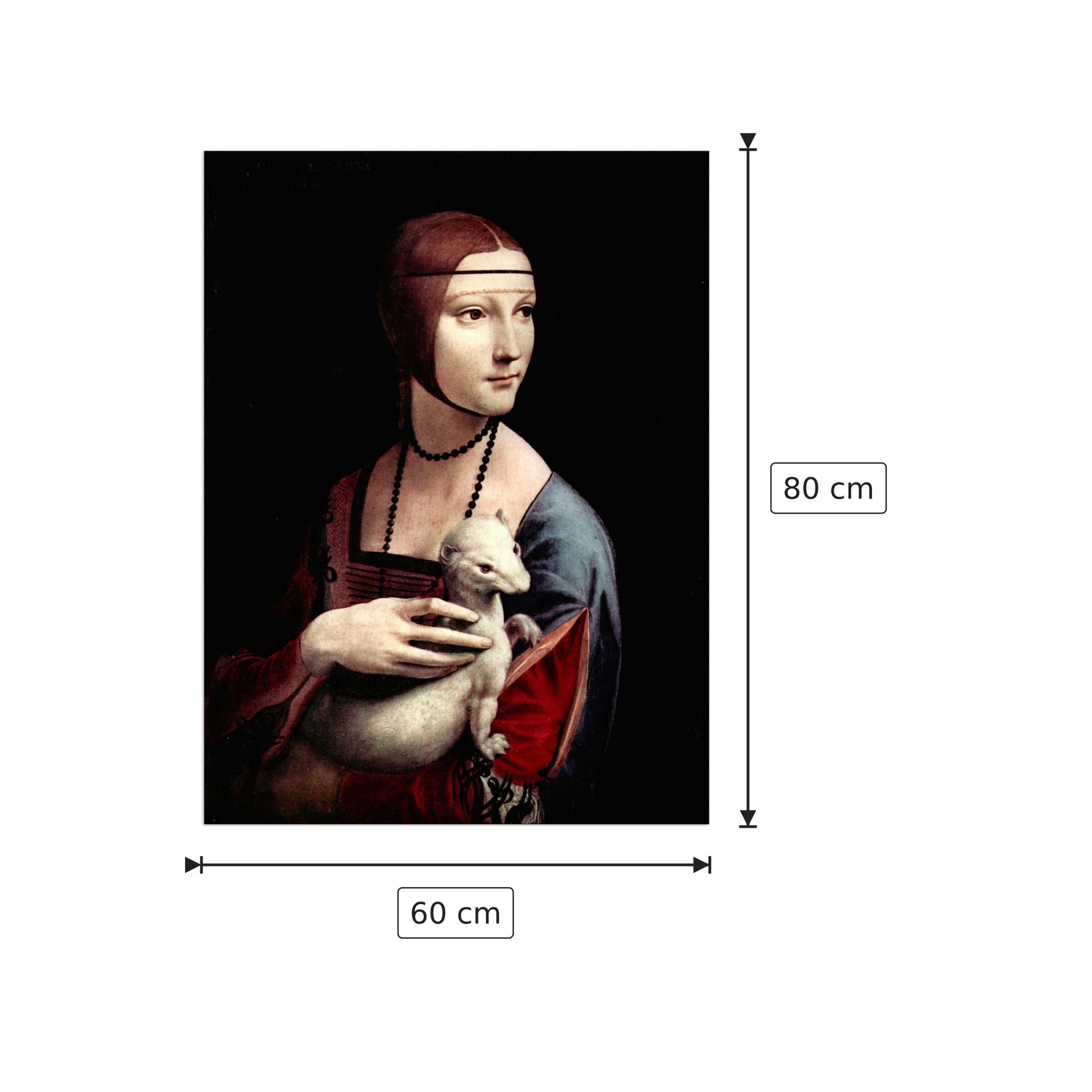 Dama con ermellino - Da Vinci Leonardo - cm 60x80 - Pannello in MDF