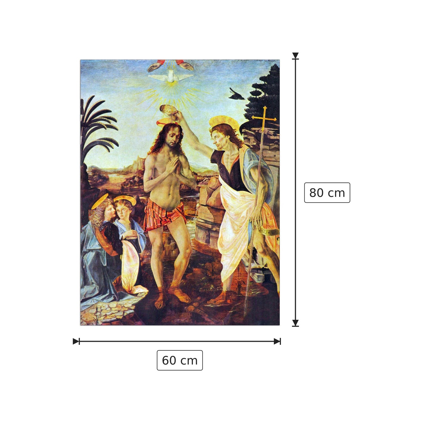 Battesimo di Gesù - Da Vinci Leonardo - cm 60x80 - Pannello in MDF
