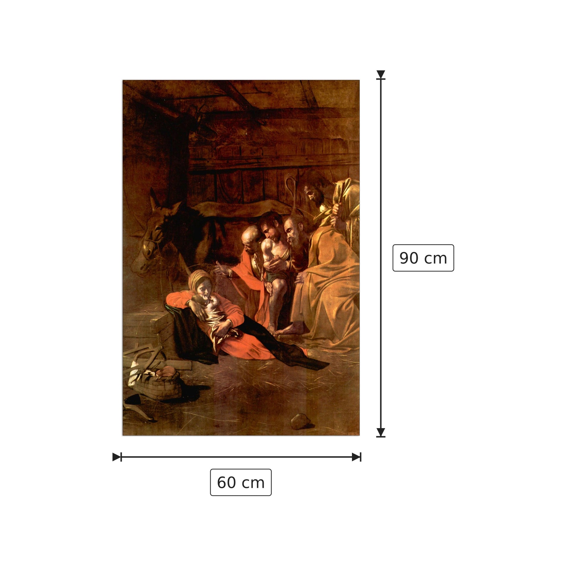Adorazione dei pastori - Caravaggio - cm 60x90 - Pannello in MDF