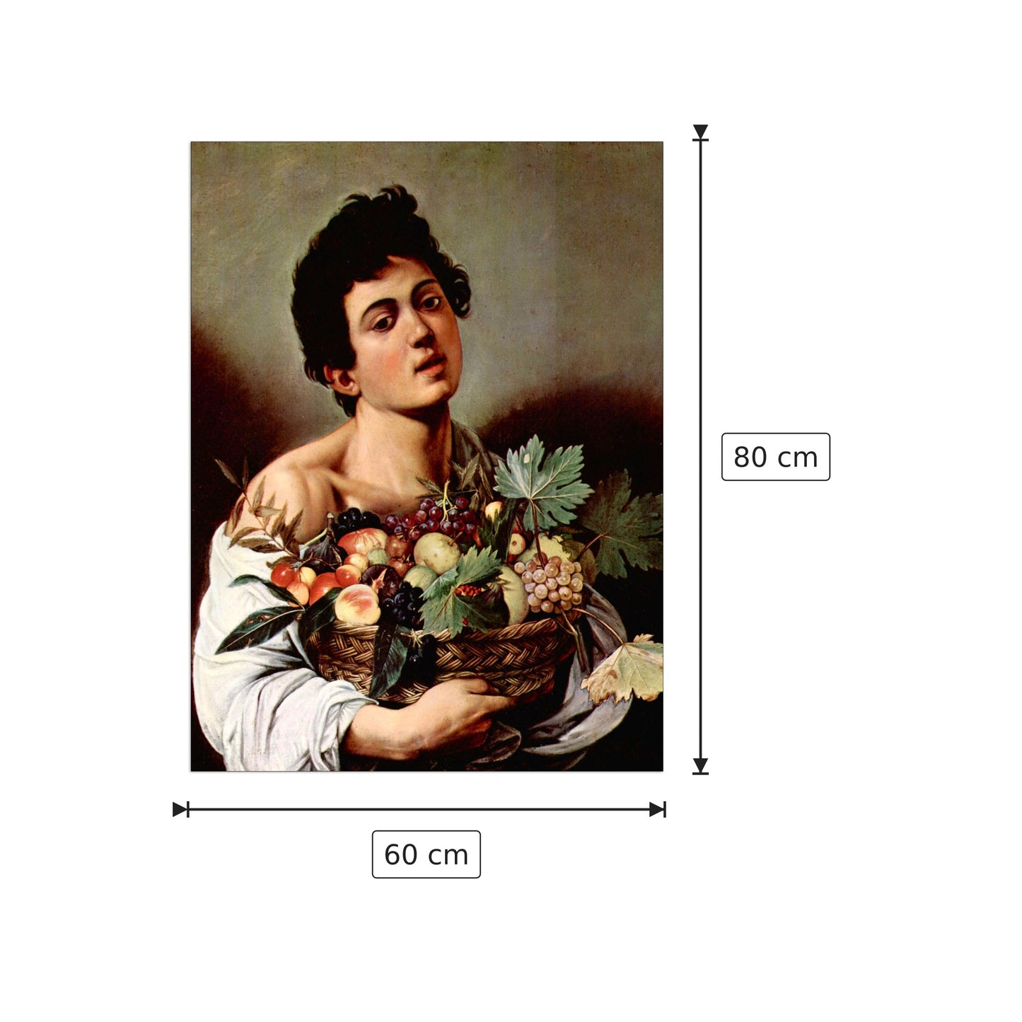 Ragazzo con canestro di frutta - Caravaggio - cm 60x80 - Pannello in MDF