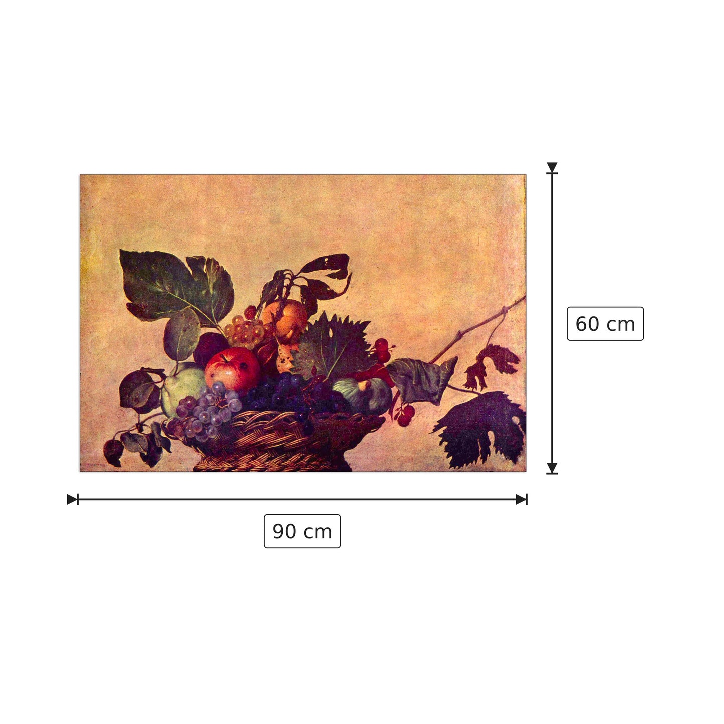 Canestro di frutta - Caravaggio - cm 90x60 - Pannello in MDF