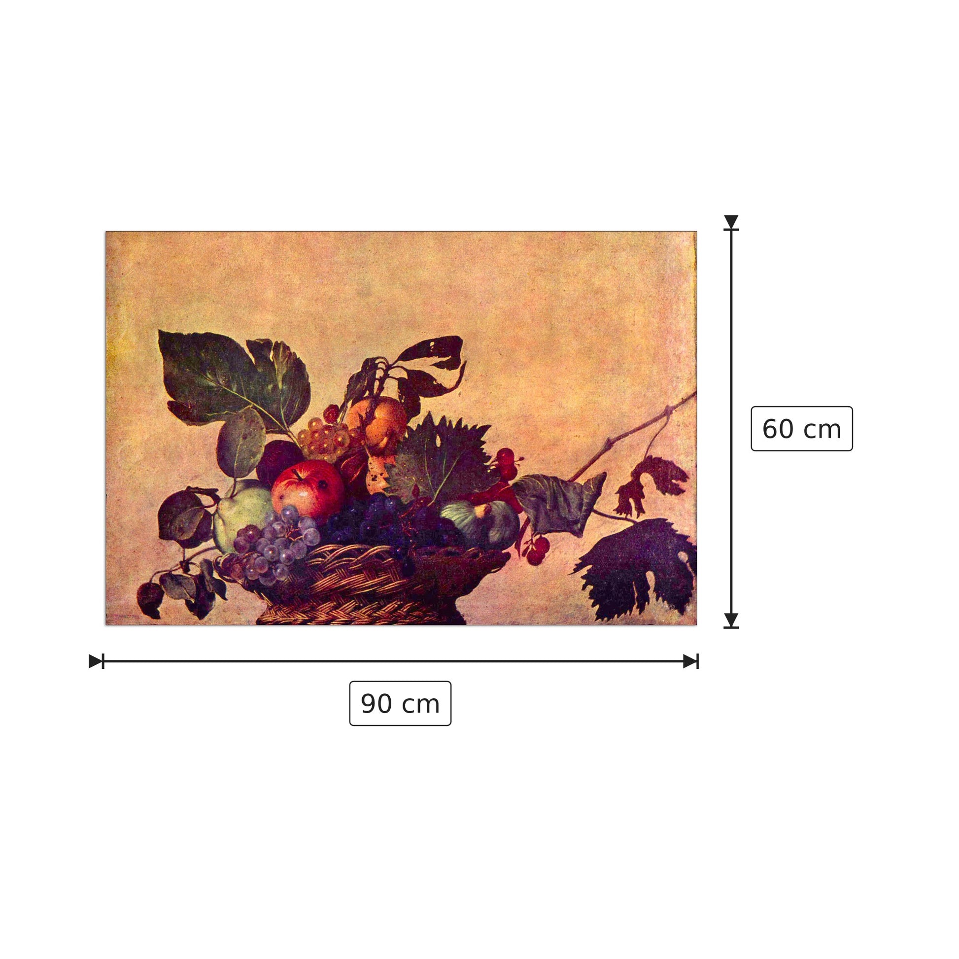 Canestro di frutta - Caravaggio - cm 90x60 - Pannello in MDF