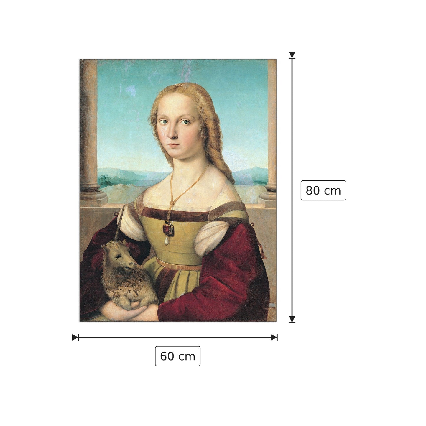 dama col liocorno - Sanzio Raffaello - cm 60x80 - Pannello in MDF