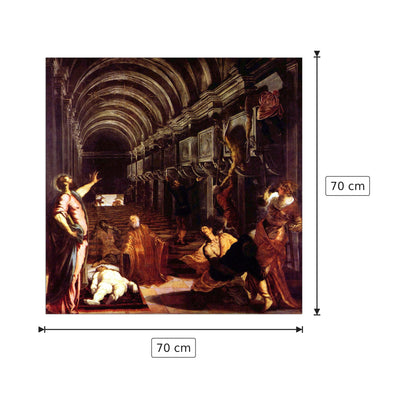 Ritrovamento del corpo di San Marco - Tintoretto - cm 70x70 - Pannello in MDF