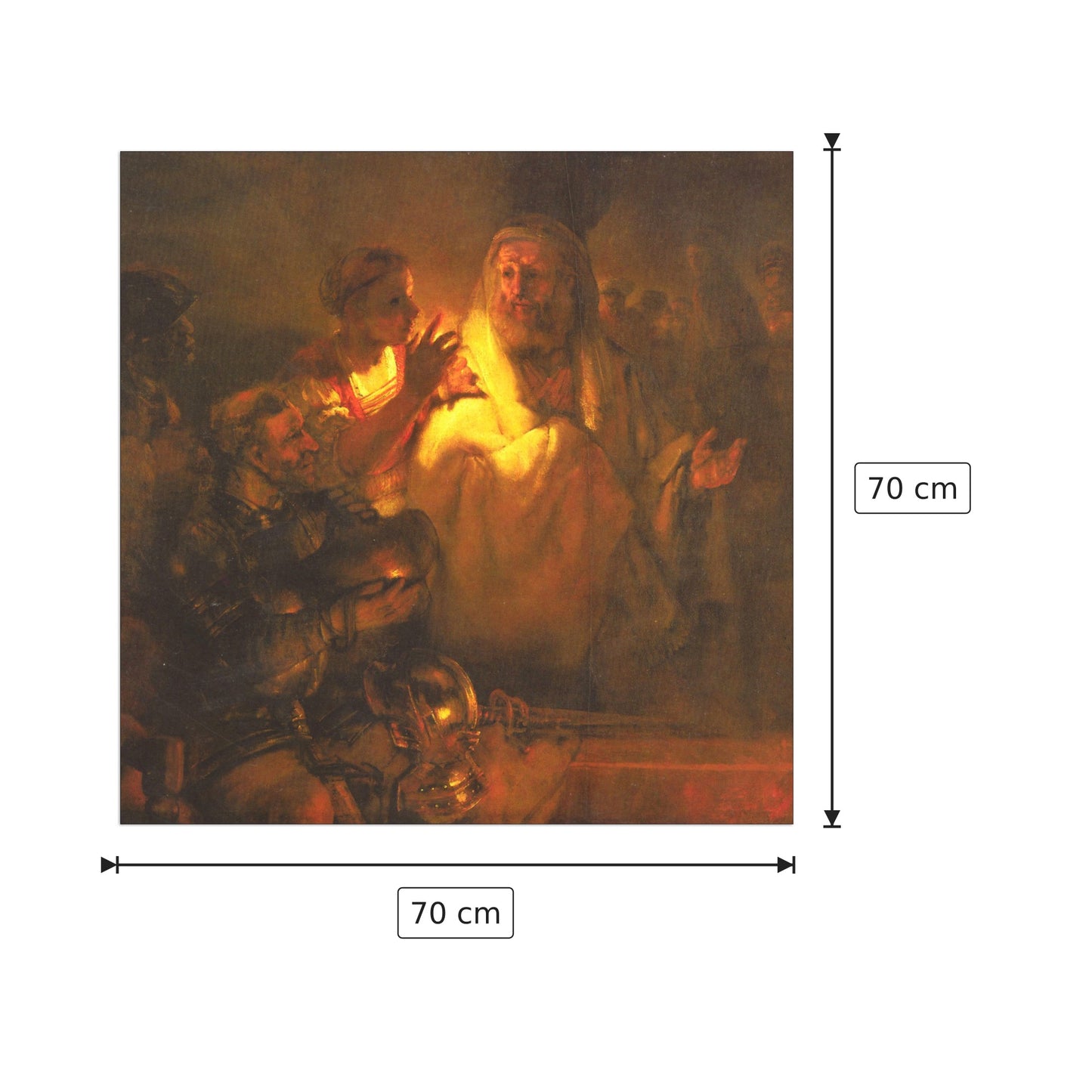 Il rinnegamento di San Pietro - Rembrandt - cm 70x70 - Pannello in MDF