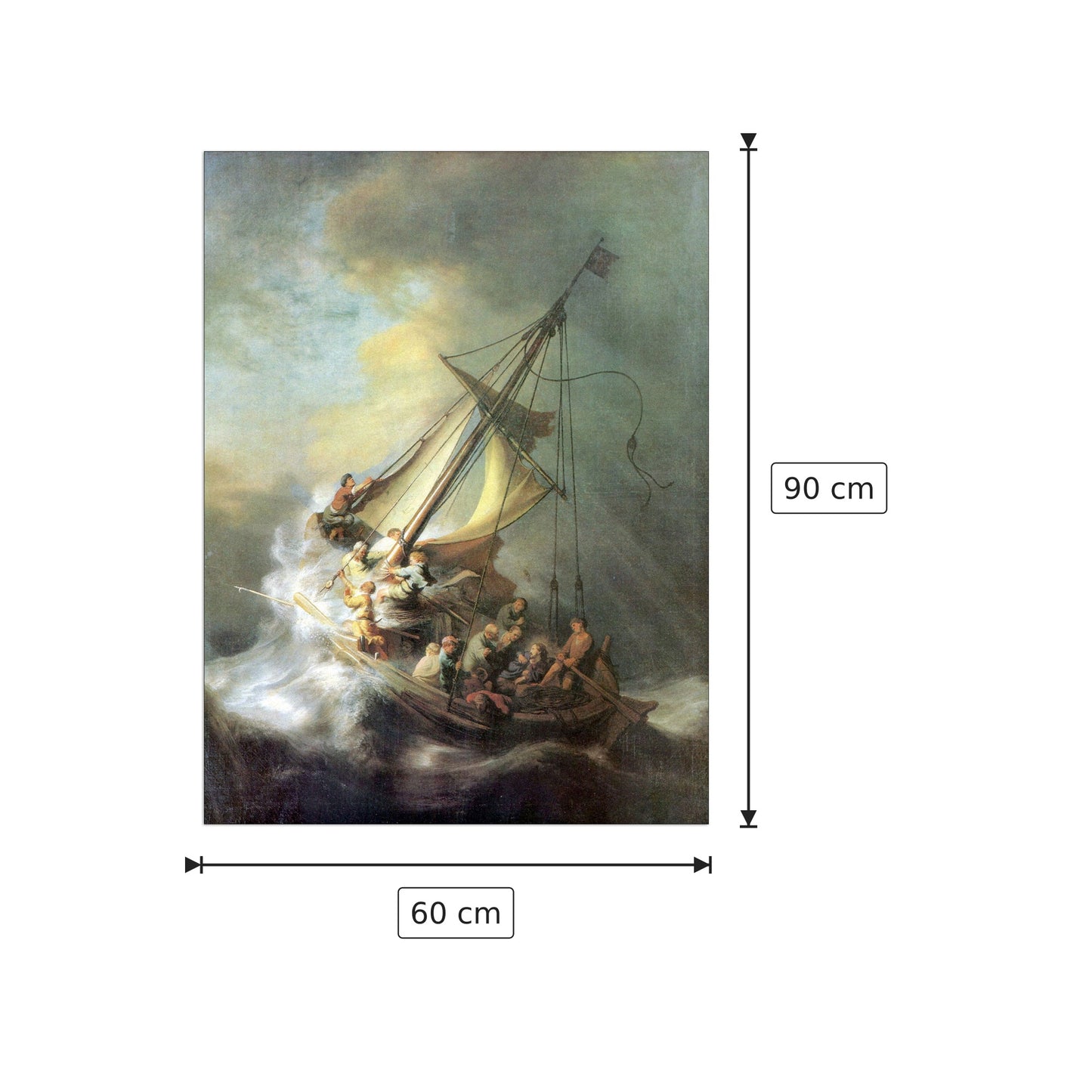 Cristo nella tempesta sul mare di Galilea - Rembrandt - cm 60x90 - Pannello in MDF
