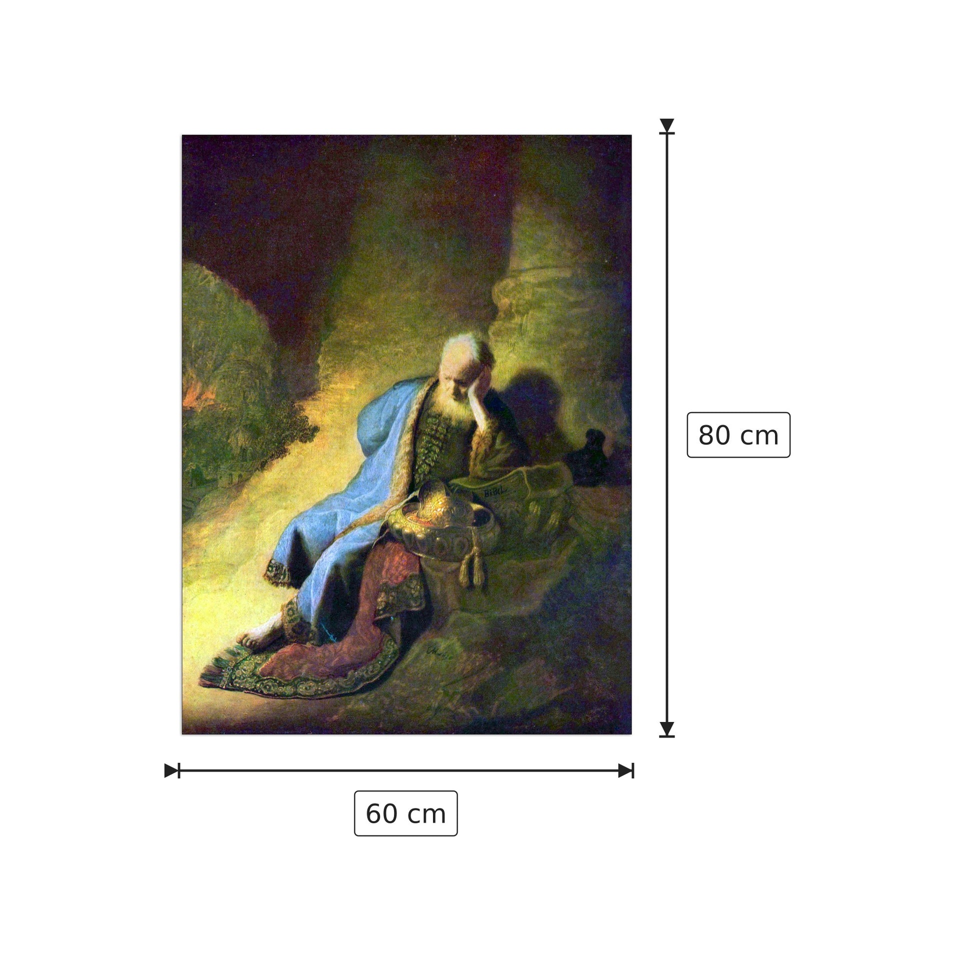 Geremia piange la distruzione di Gerusalemme - Rembrandt - cm 60x80 - Pannello in MDF