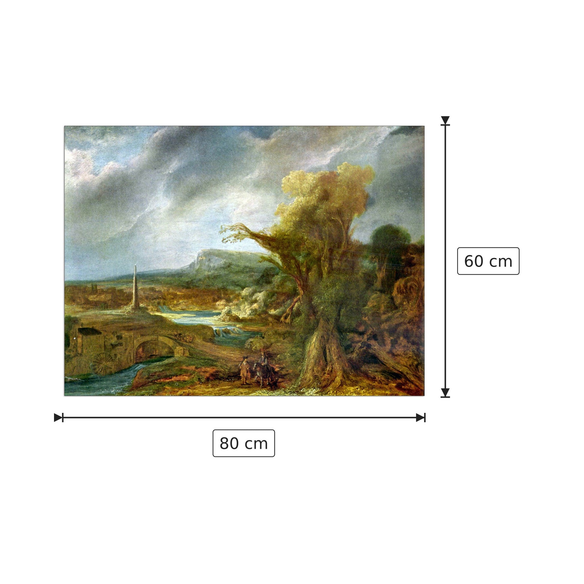 Paesaggio con obelisco - Rembrandt - cm 80x60 - Pannello in MDF