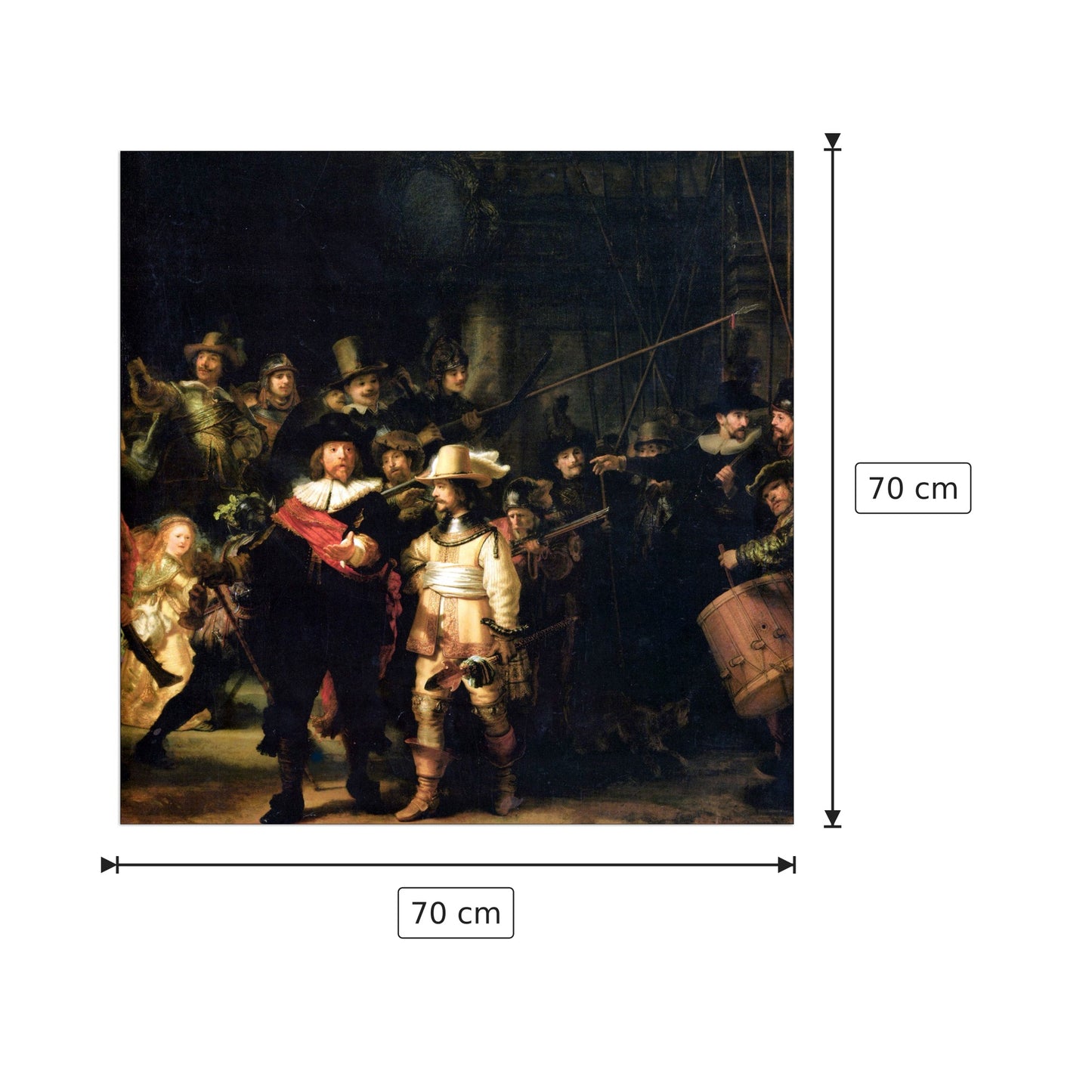 Ronda di notte - Rembrandt - cm 70x70 - Pannello in MDF